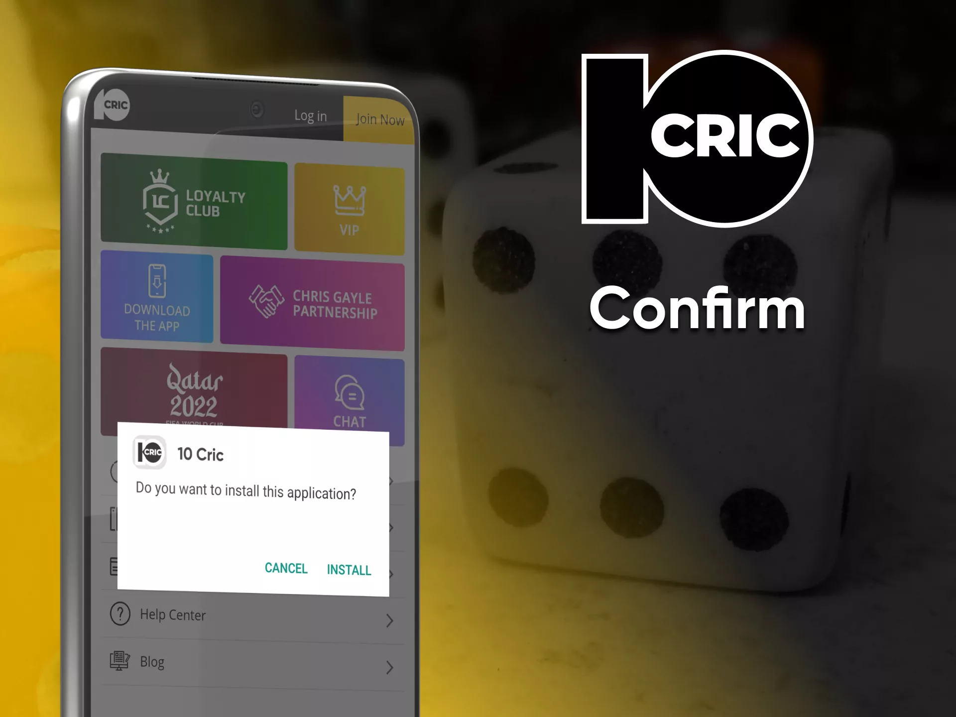 Finish installing the application for casino games from 10Сric.