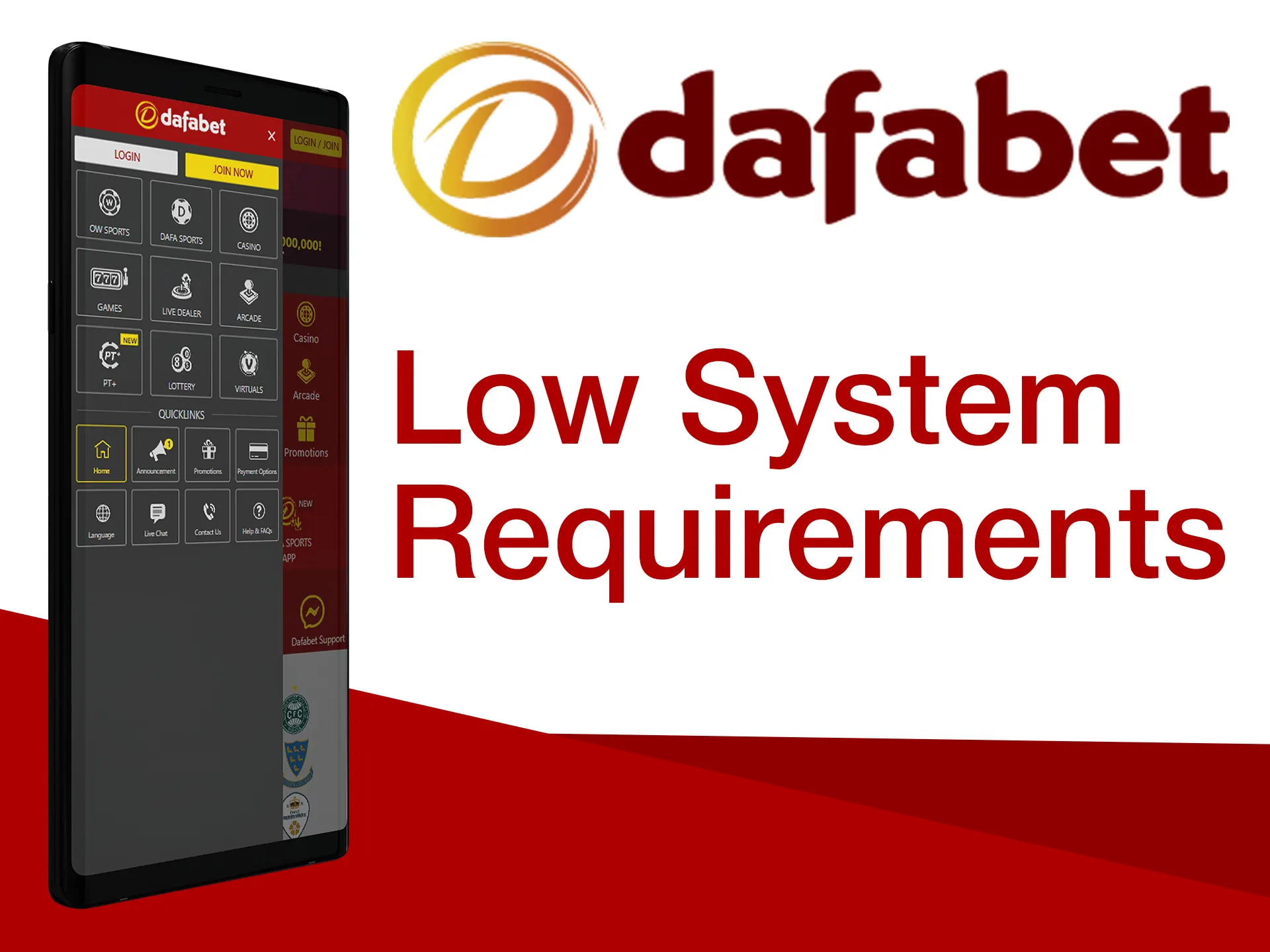 Dafabet app can run on any device with internet.