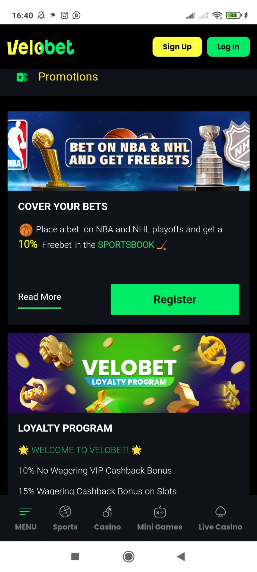 Velobet offers a large number of bonuses to its users.