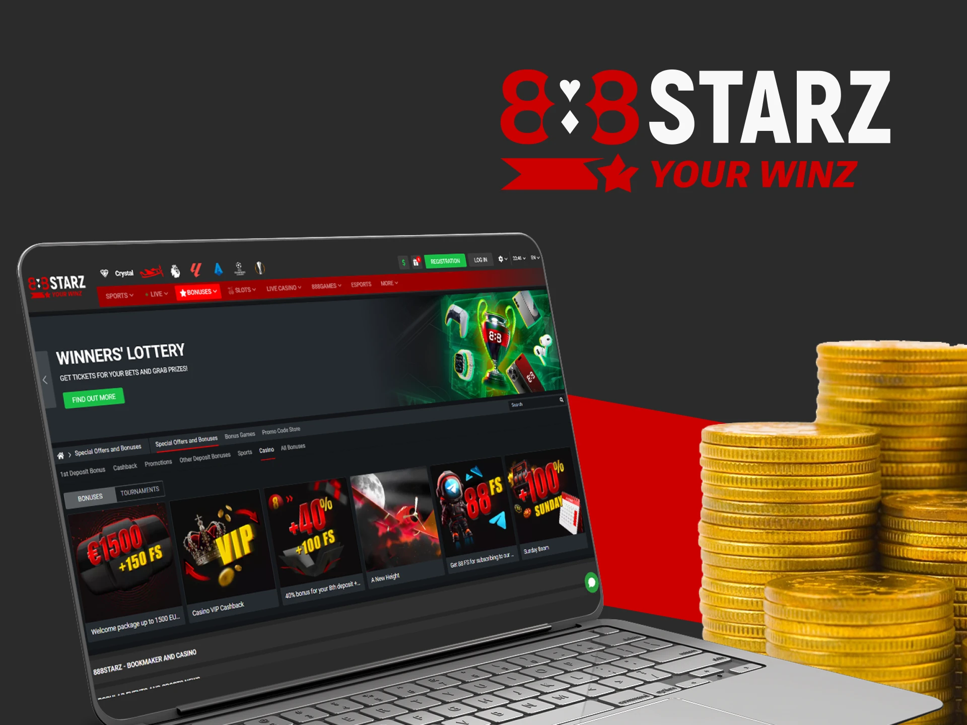 You will be surprised at the number of bonuses on the 888starz website.