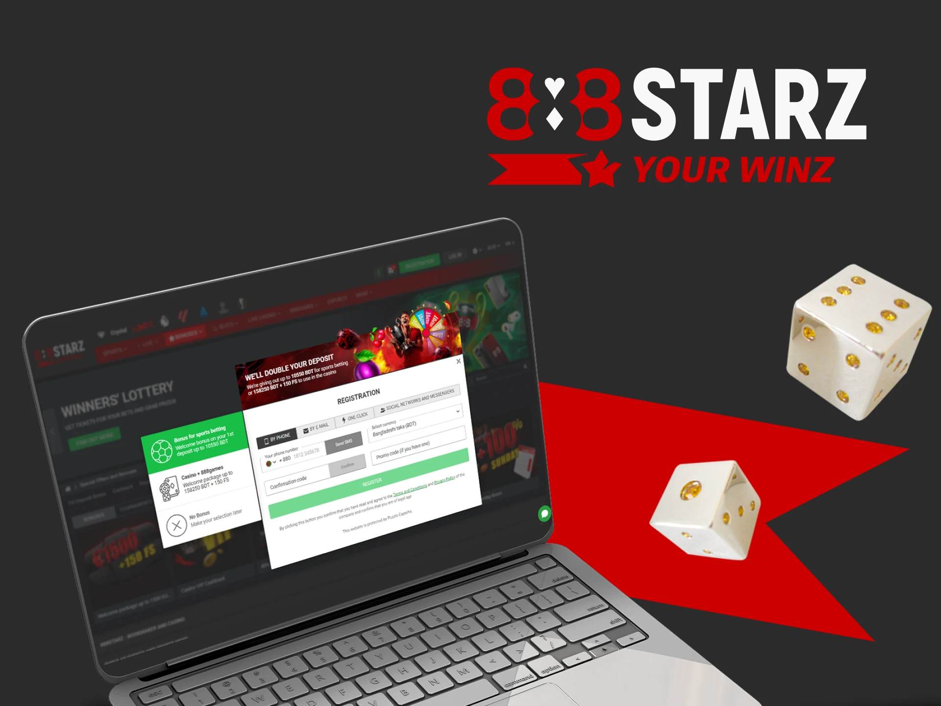 Register and claim your bonus from 888starz.