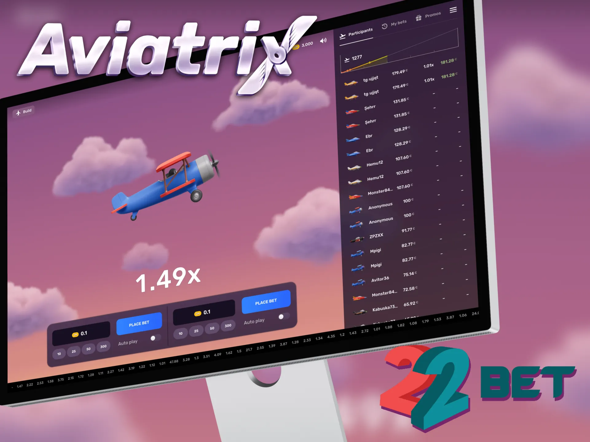 Try Aviatrix demo mode at 22Bet official website.