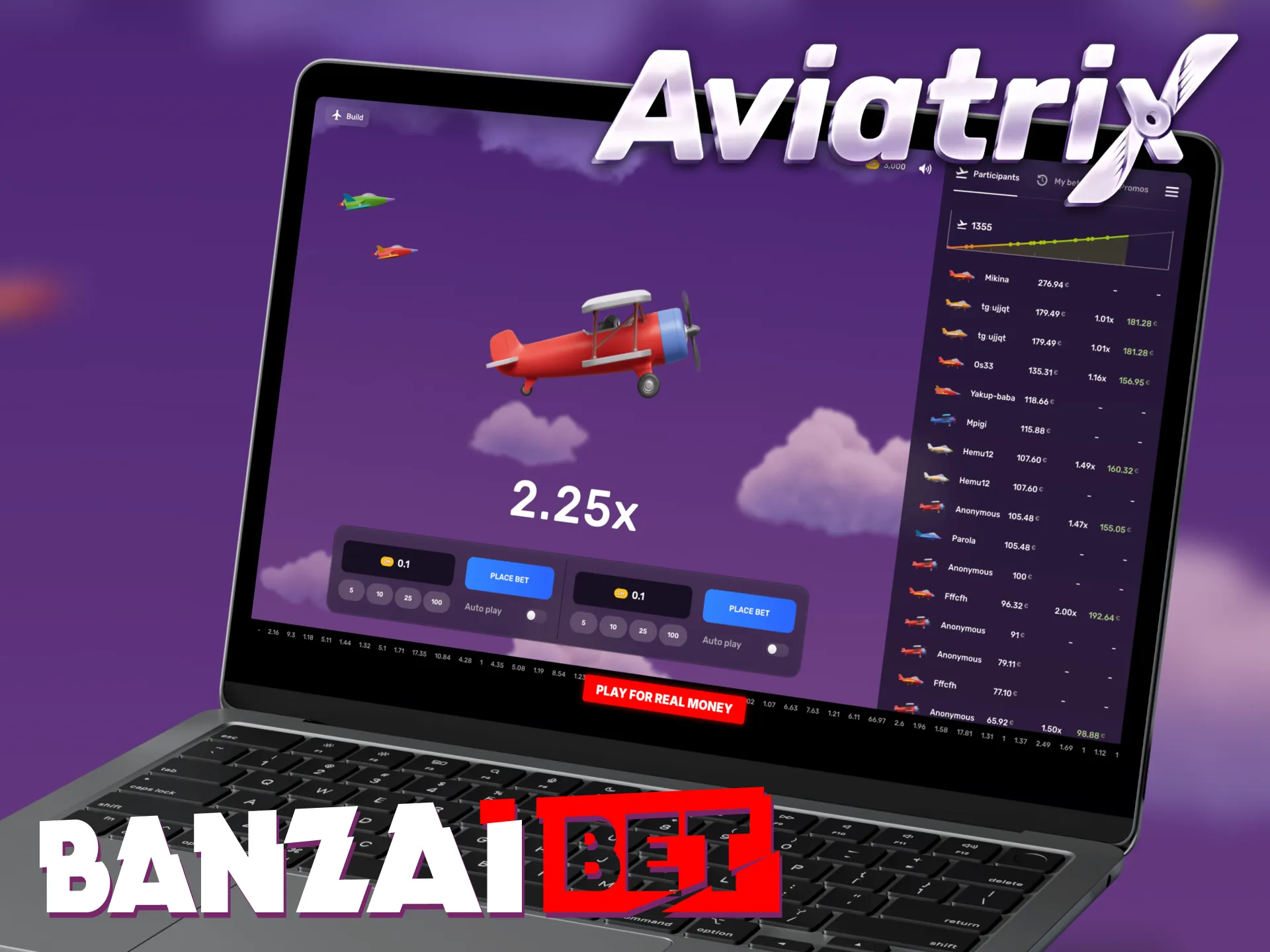 Find Aviatrix game at Banzaibet casino and start playing.