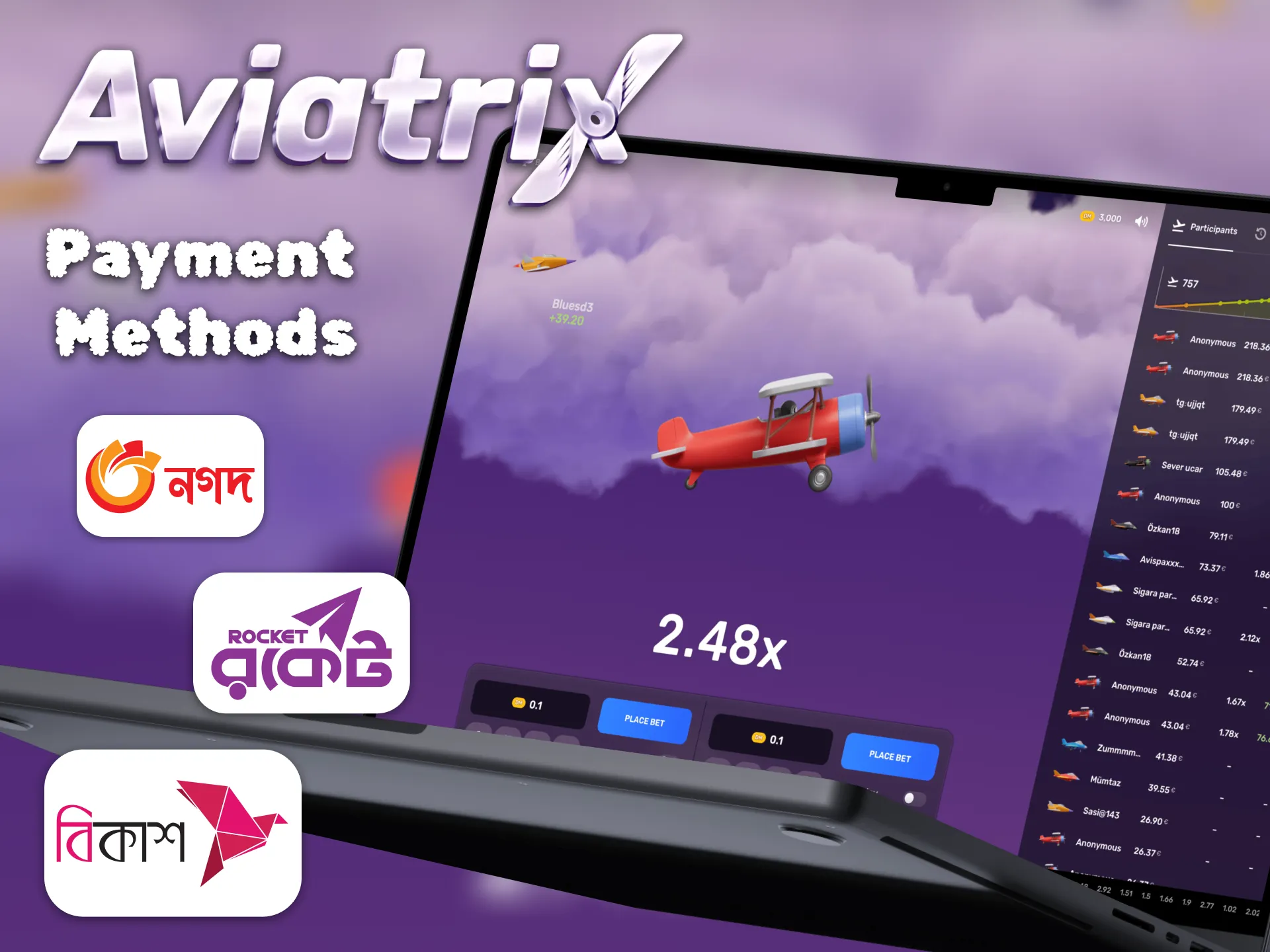 Many casinos guarantee simple transactions for playing Aviatrix.