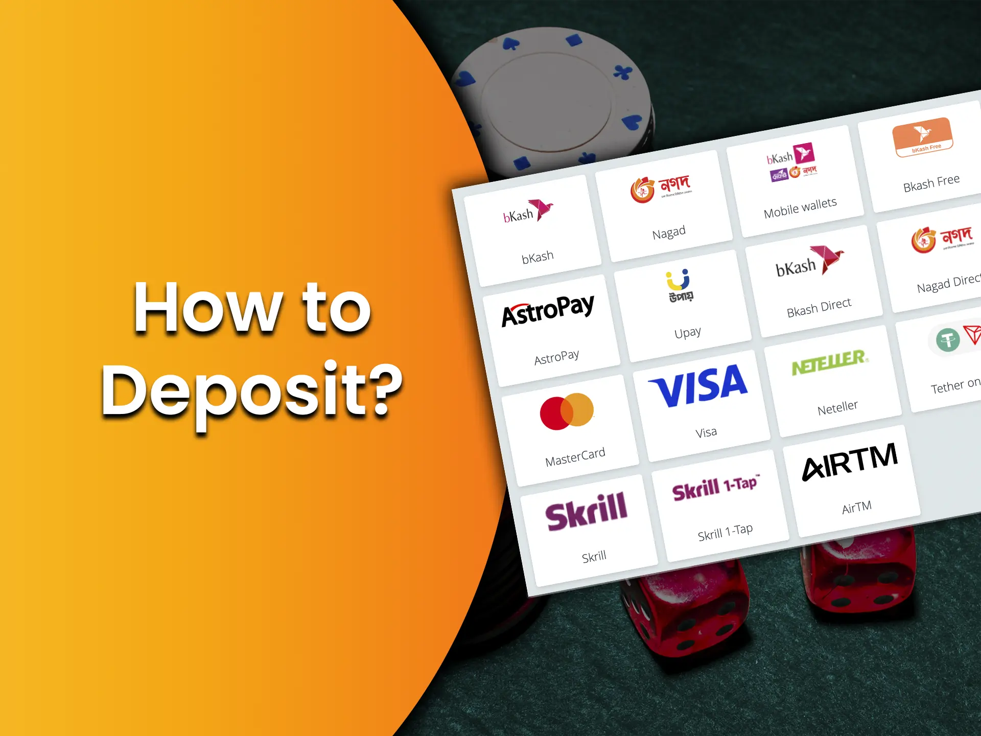 Make a deposit using popular payment systems to play at Jhandi Mundo.