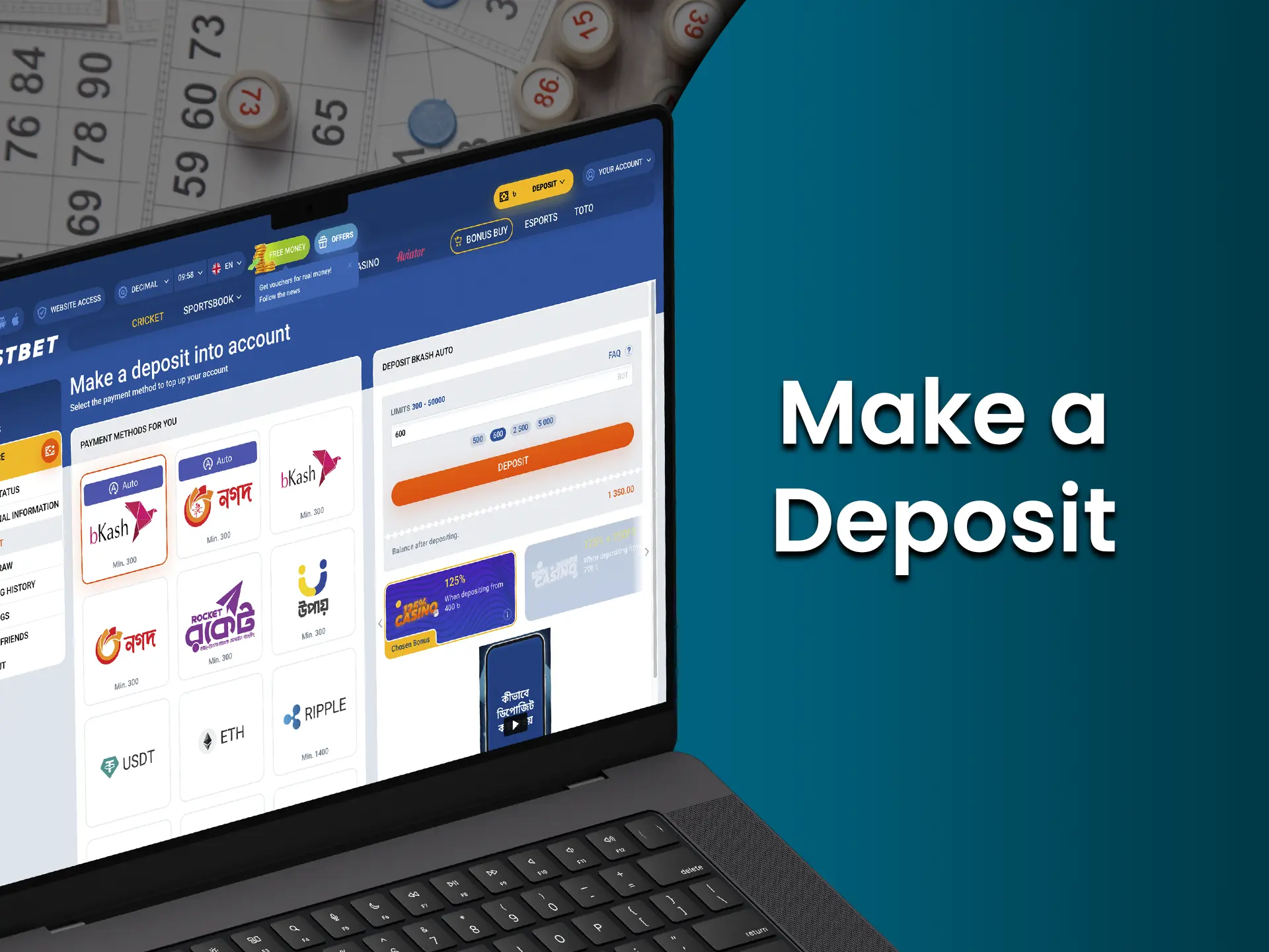 Make your deposit and don't forget to specify the bonus you want.