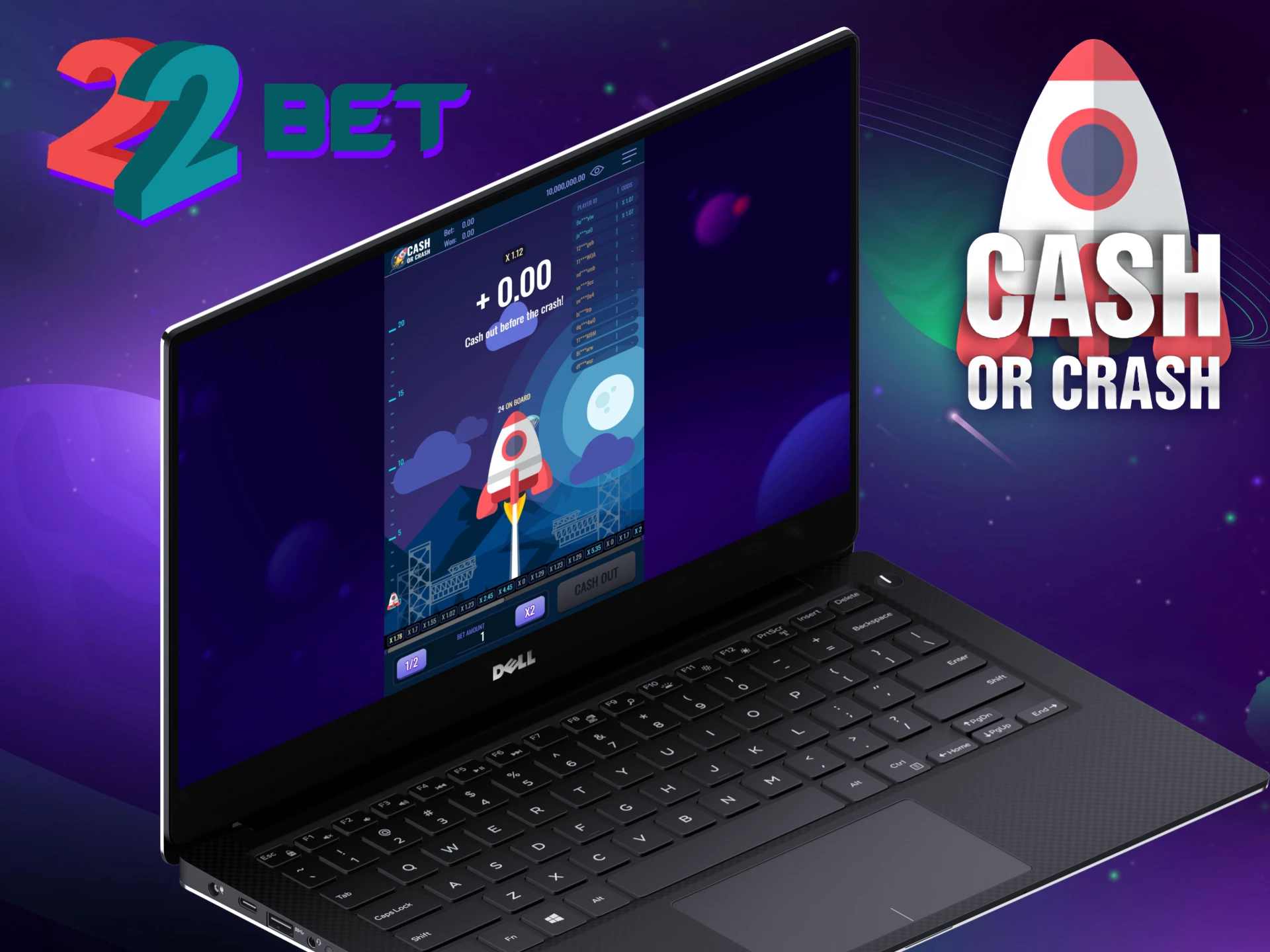 You can start playing Cash or Crash after register at 22Bet.