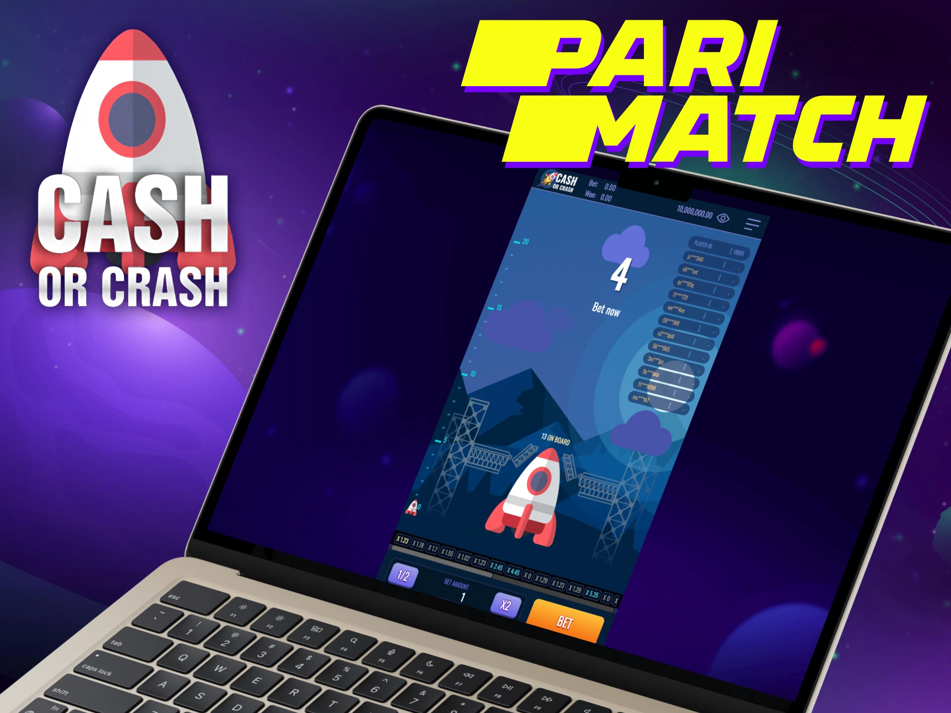 Parimatch provides easy access to Cash or Crash.