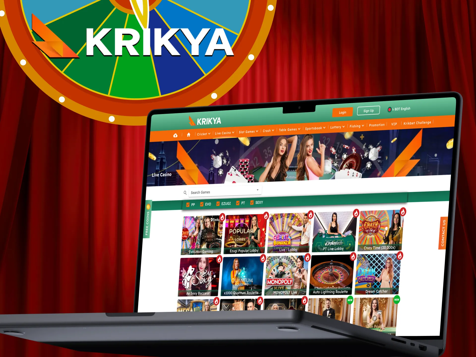 Experience show games at Krikya by making an account.