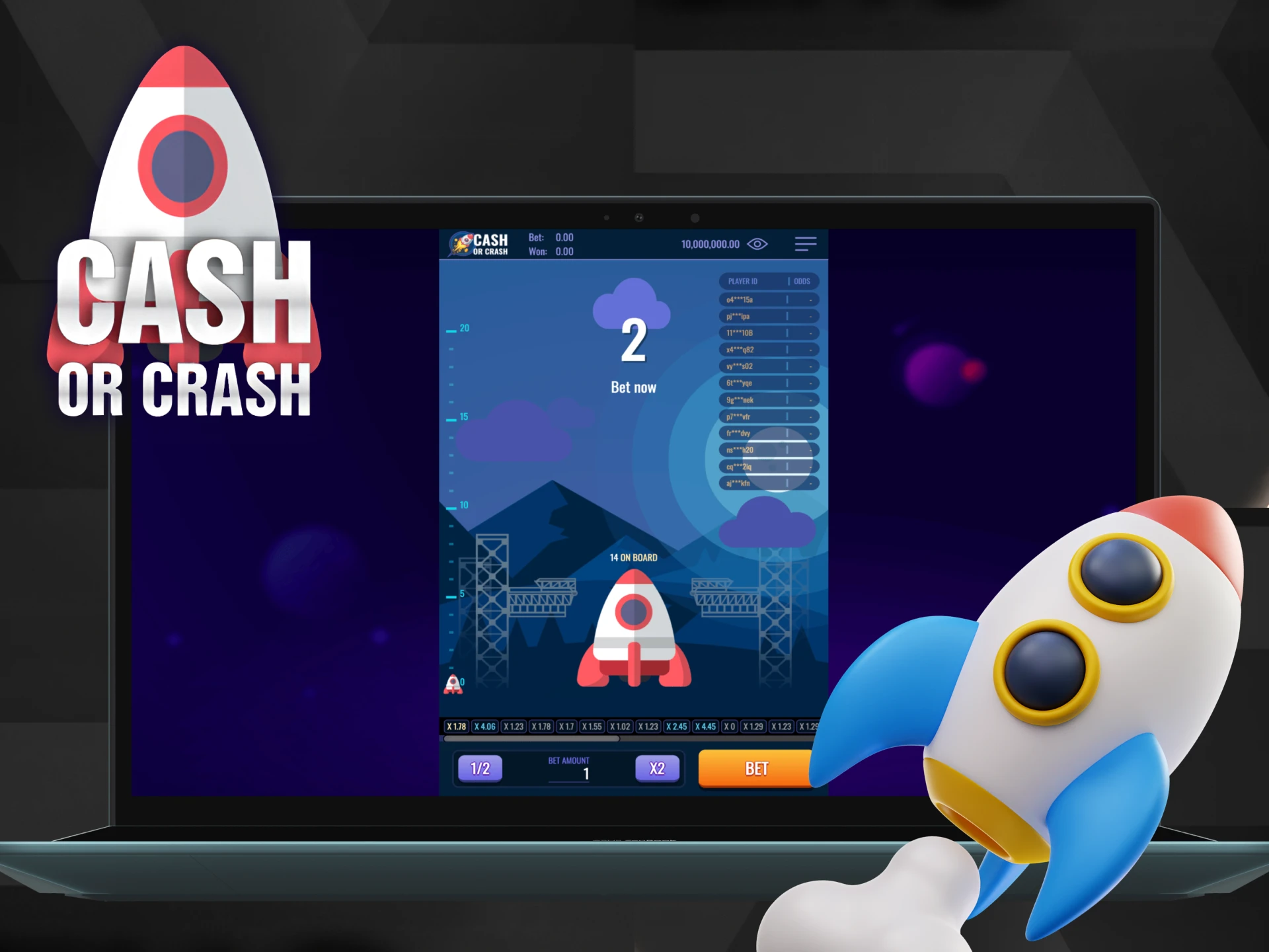 Cash out before the round ends in Cash or Crash game.