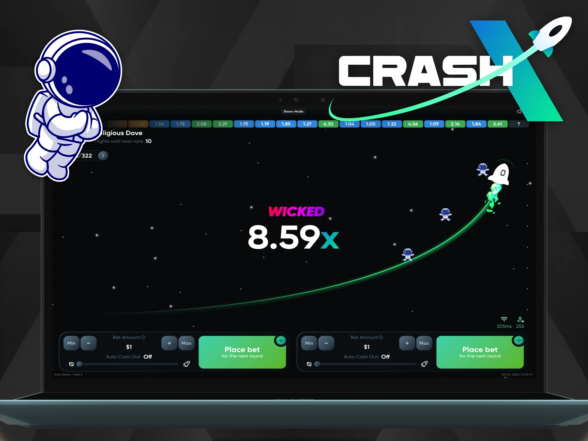 Enjoy a classic crash gaming experience with CrashX.