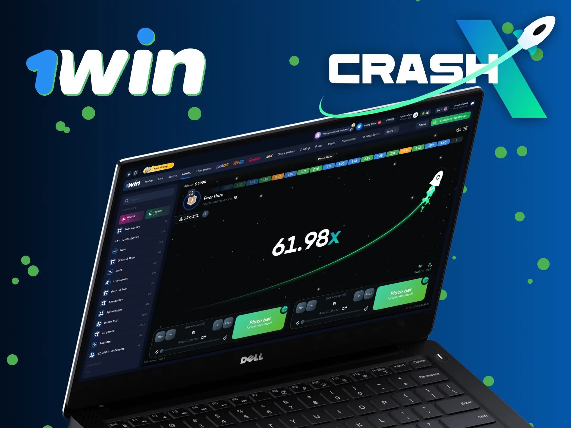 Unlock lucrative CrashX opportunities with 1Win.