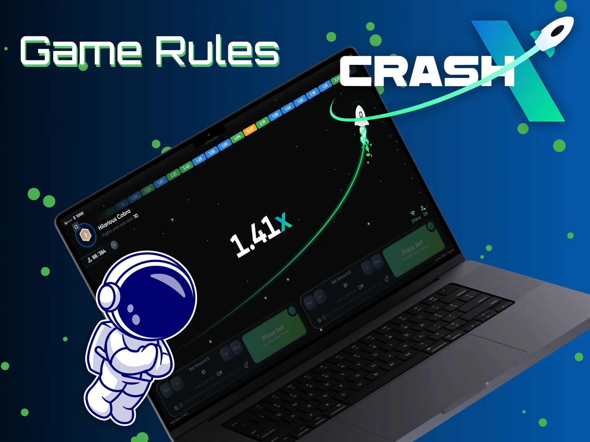 Learn the CrashX game rules and get your prize.