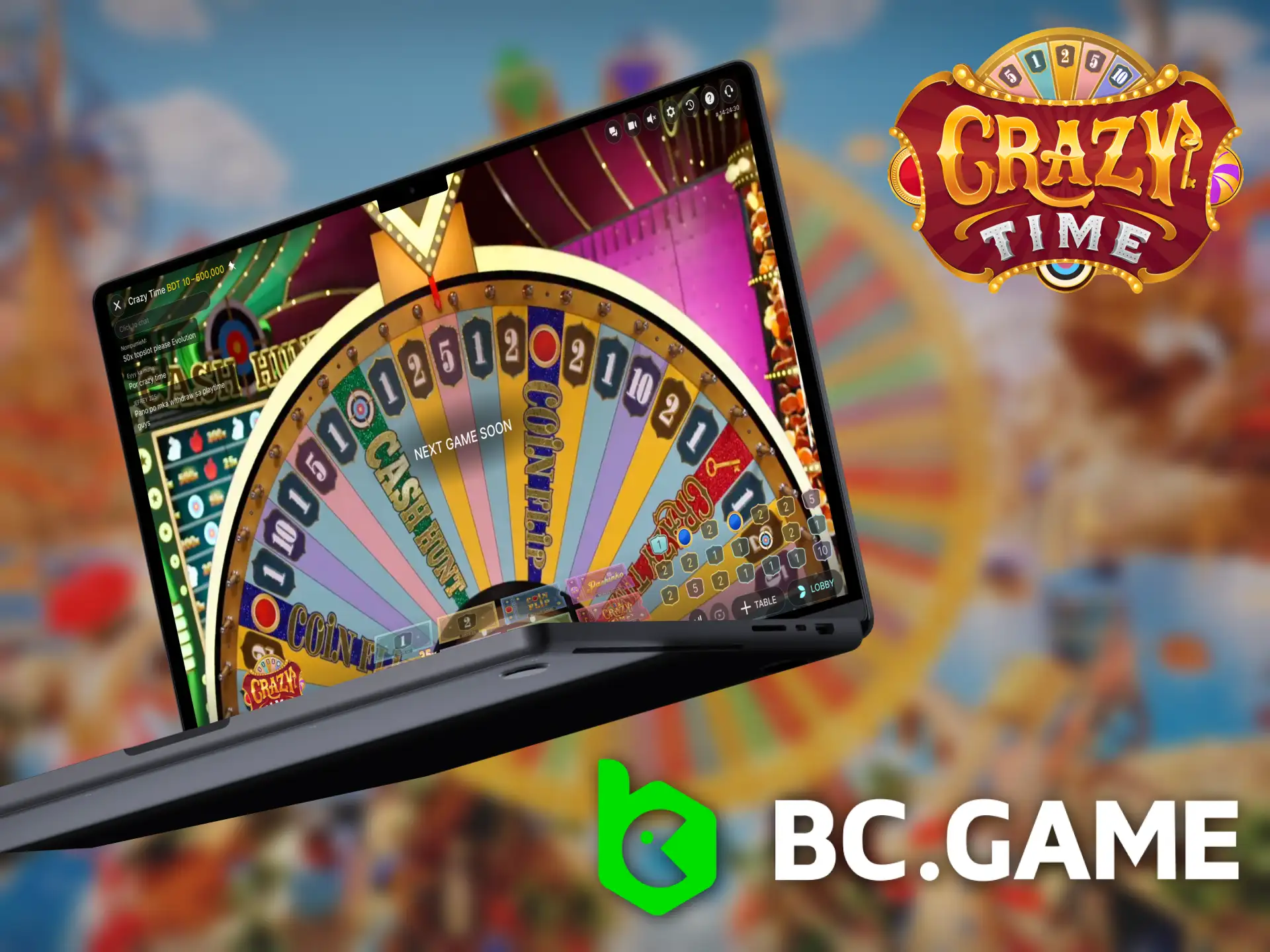 Create an account at BC Game to play Crazy Time.