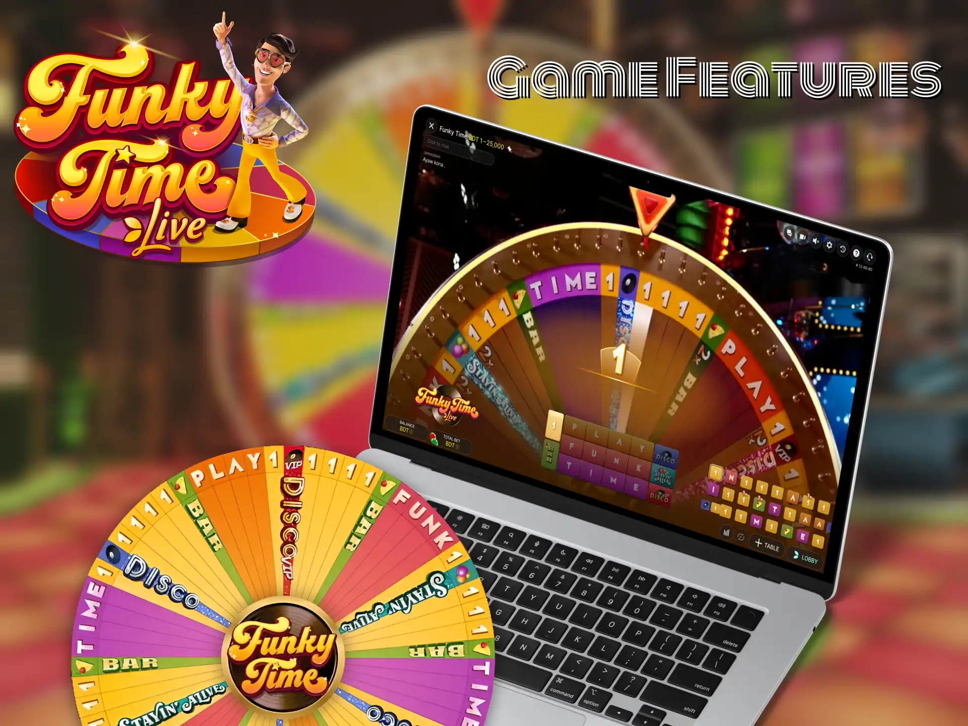 The Funky Time game offers many interesting features.