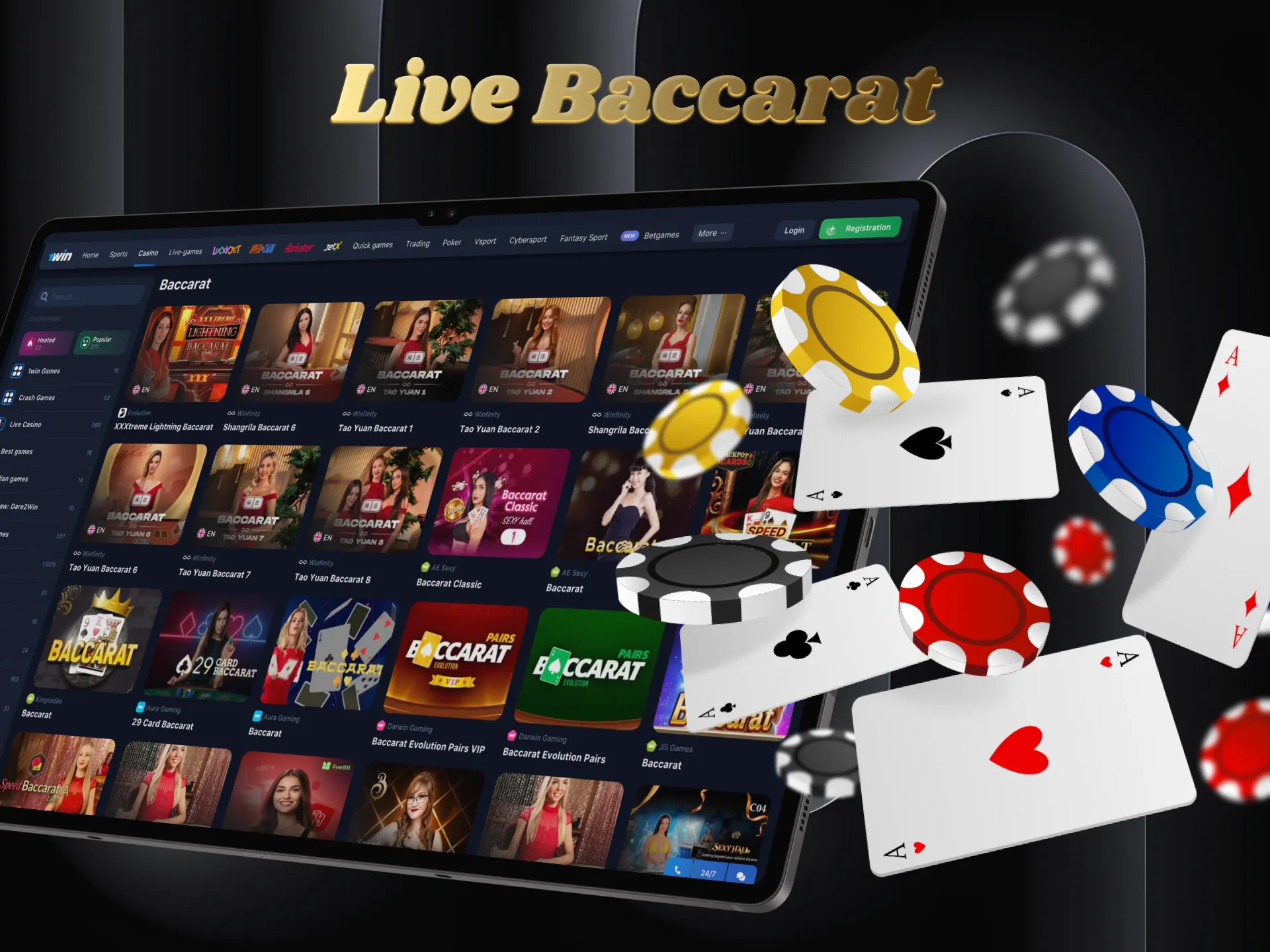 It's simple to play Live Baccarat casino game.