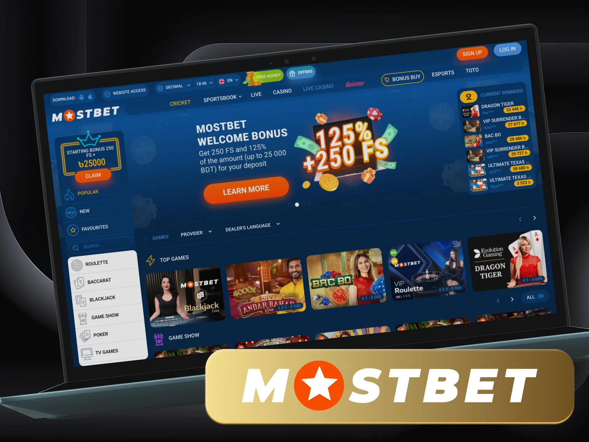 Mostbet provides a comprehensive selection of live casino games.