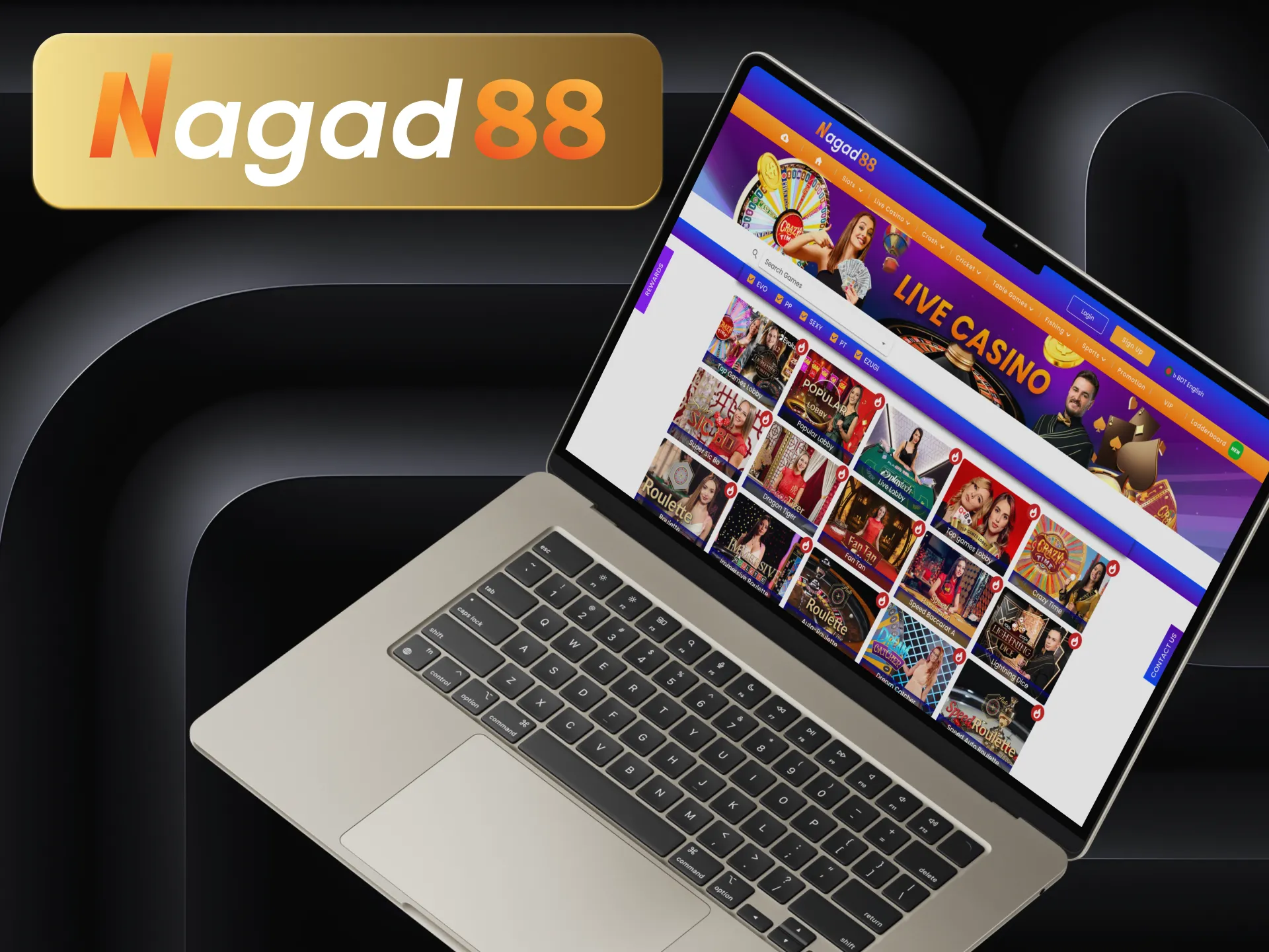 Register on NAGAD88 website and play live casino.