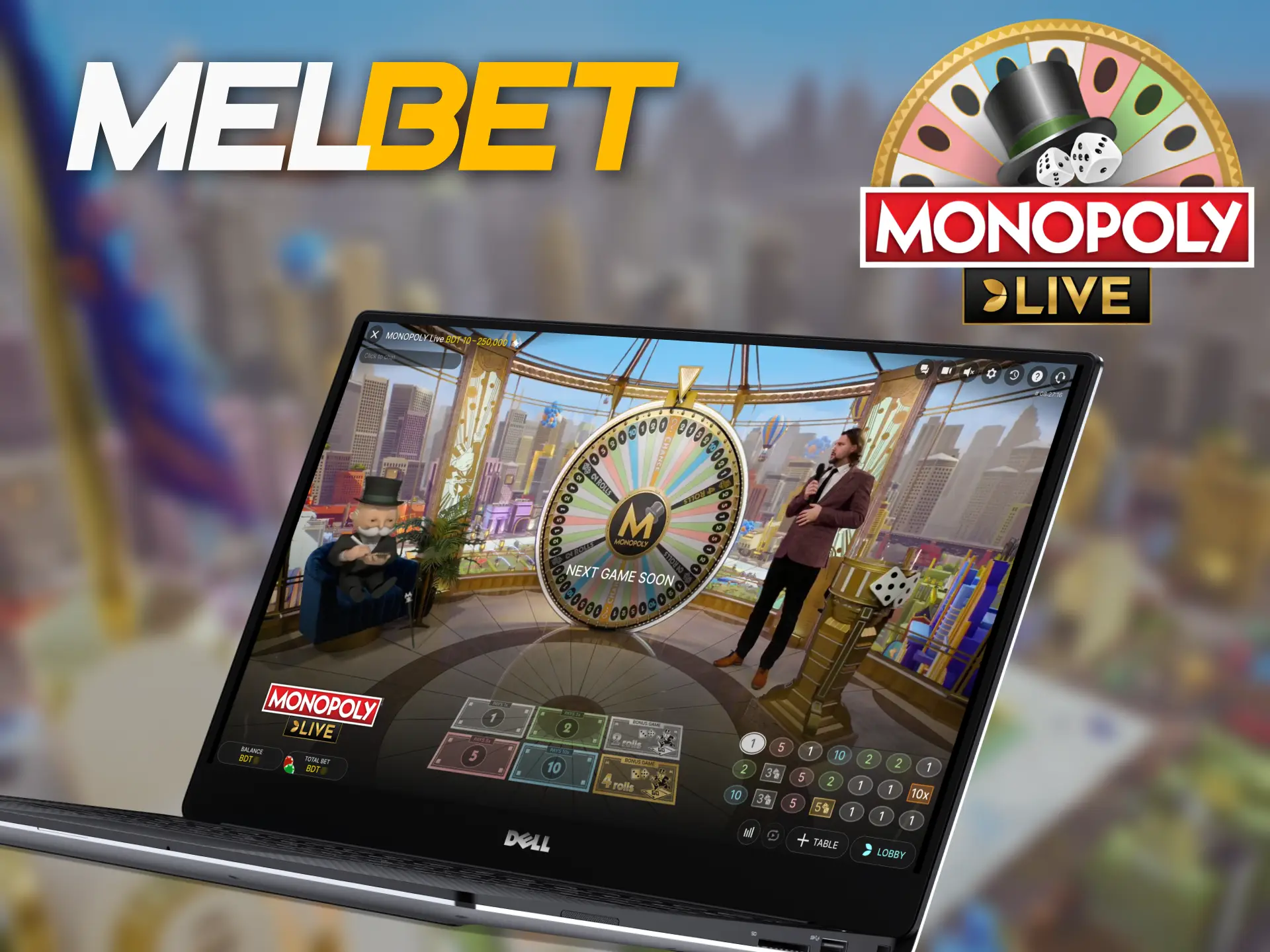 Melbet gives you a secure way to start playing Monopoly Live.