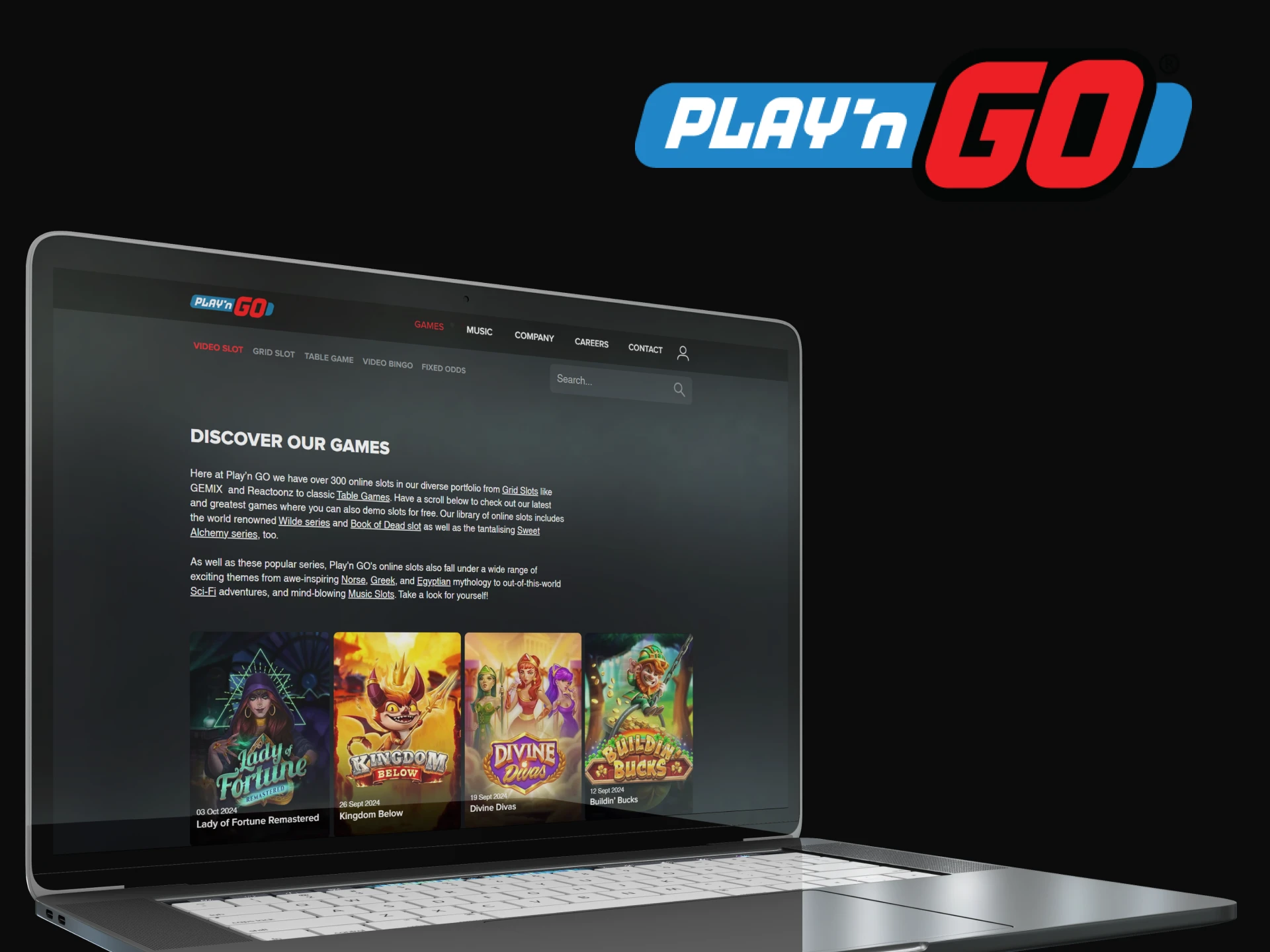 Choose slot games from Playn Go.