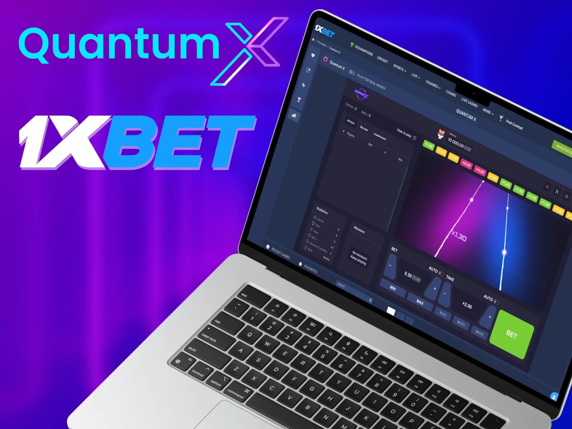 Search for Quantum X in the casino section at 1XBet.