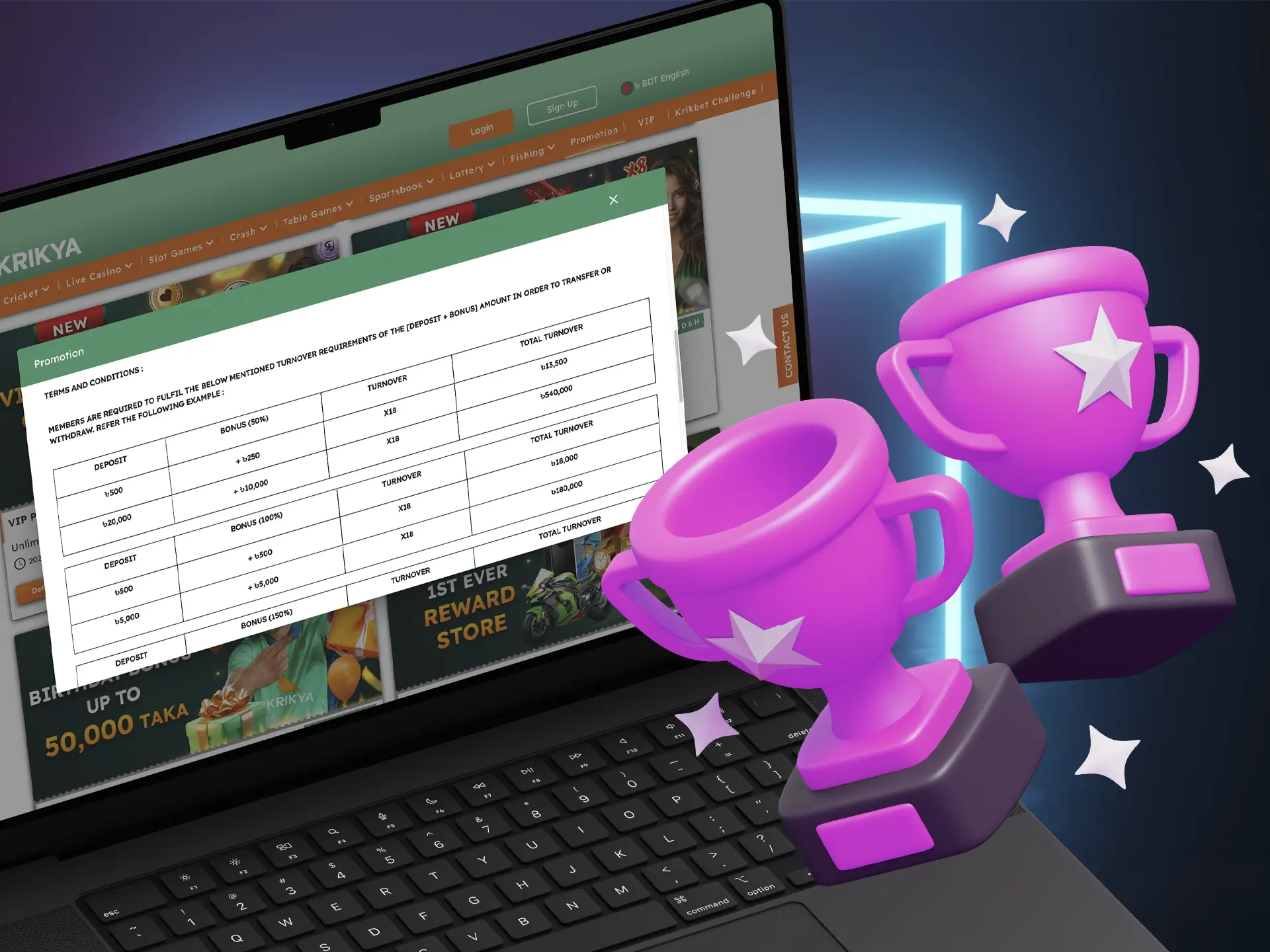 Get the information you need about the winning limits available at the casino.