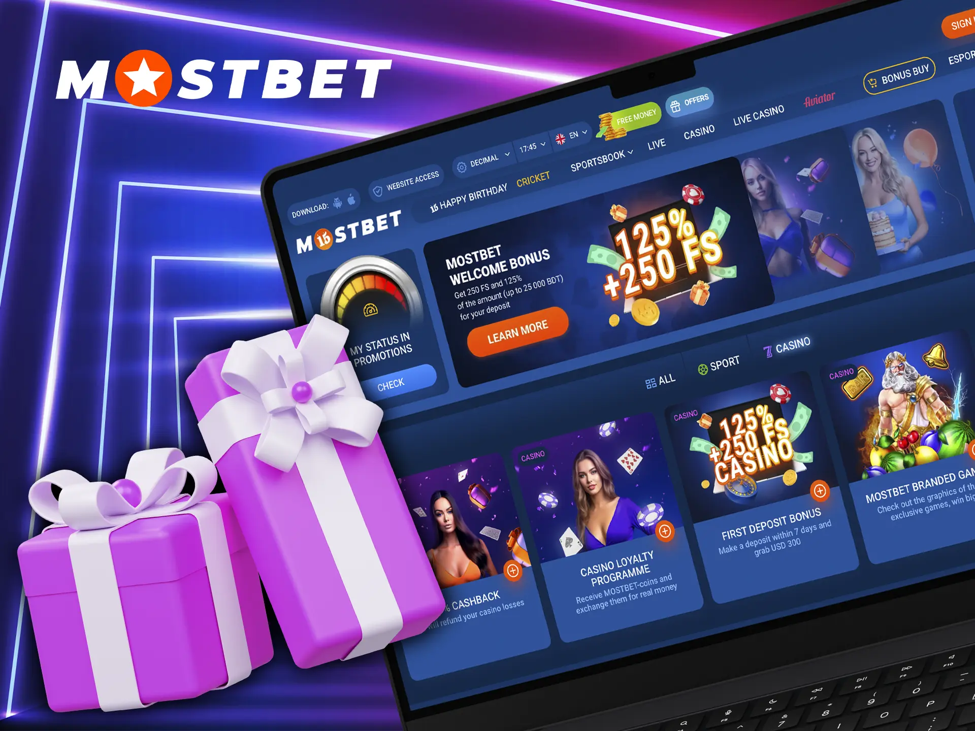 Find out about the bonus system from Mostbet Casino.