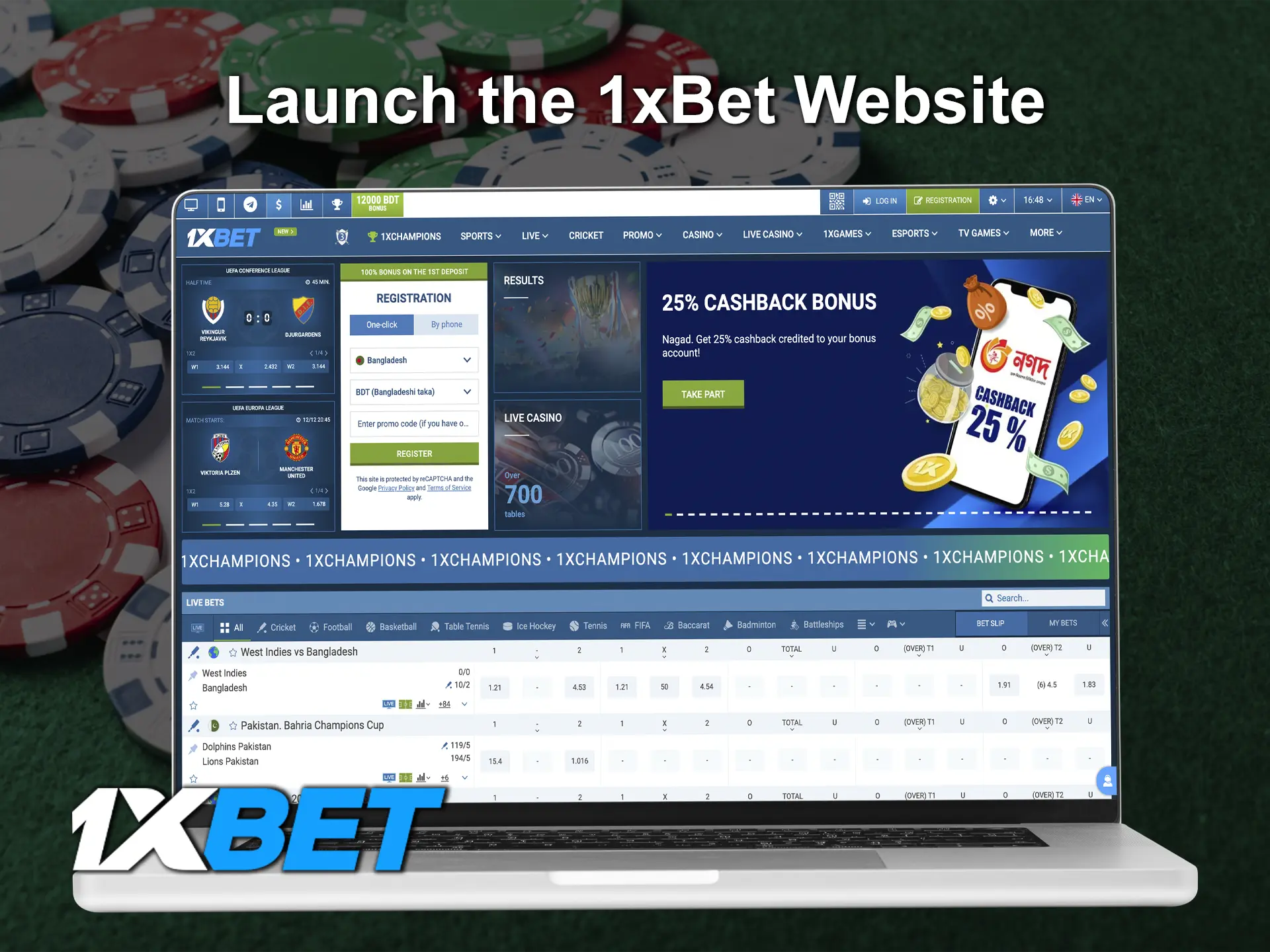 To register you need to visit the 1xBet website.