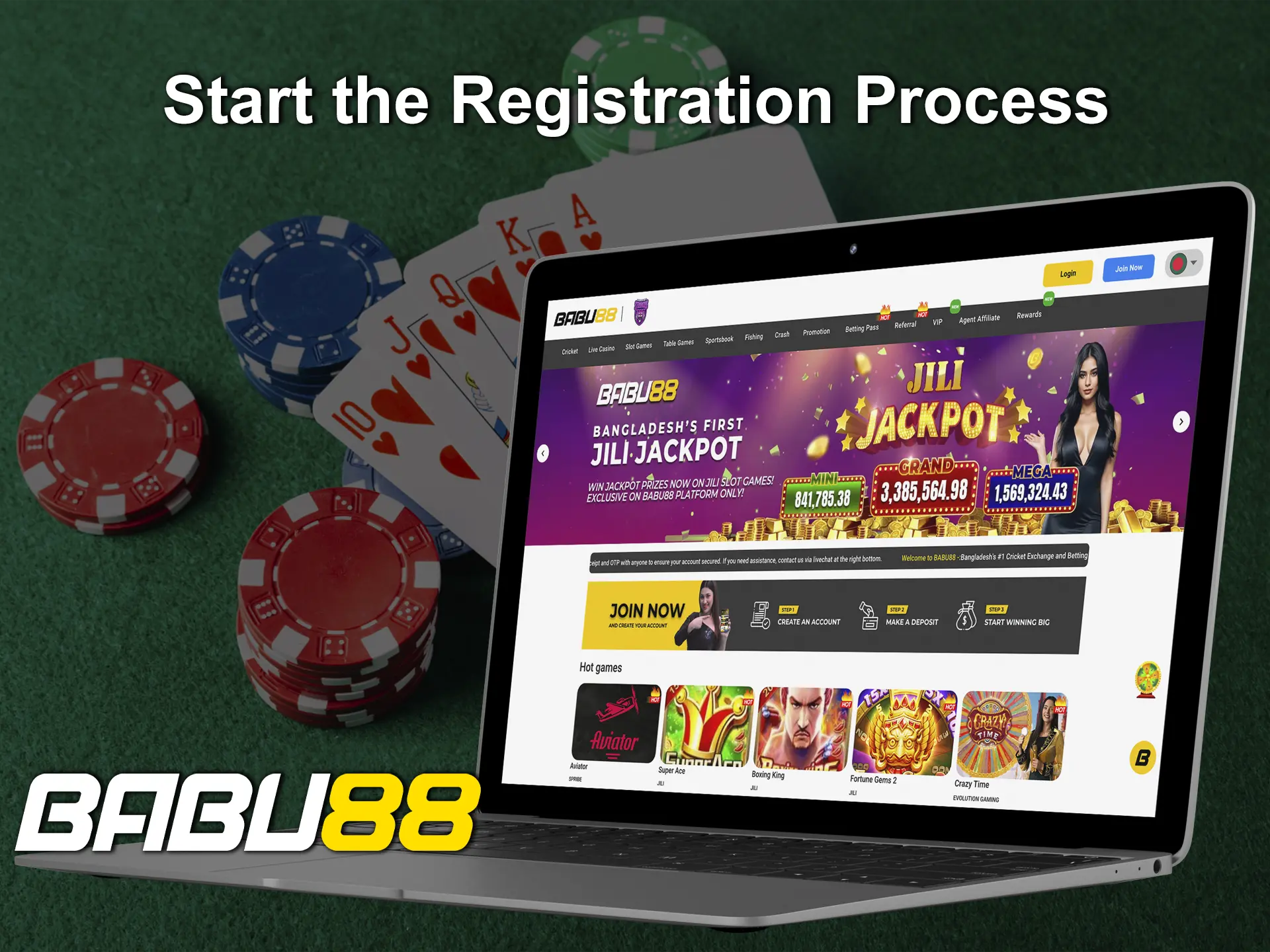 Go to the Babu88 website and open the registration form.