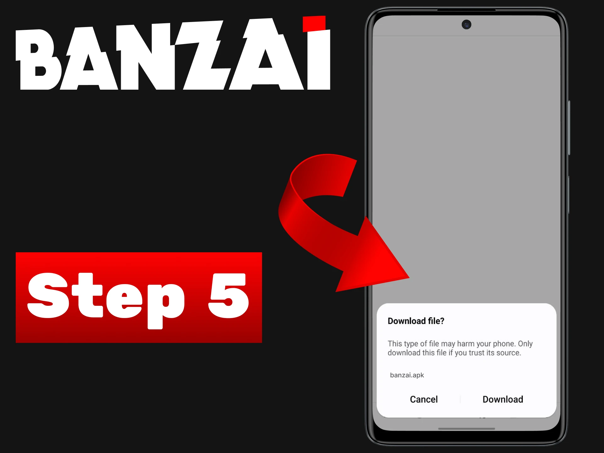 Install the Banzai casino application.