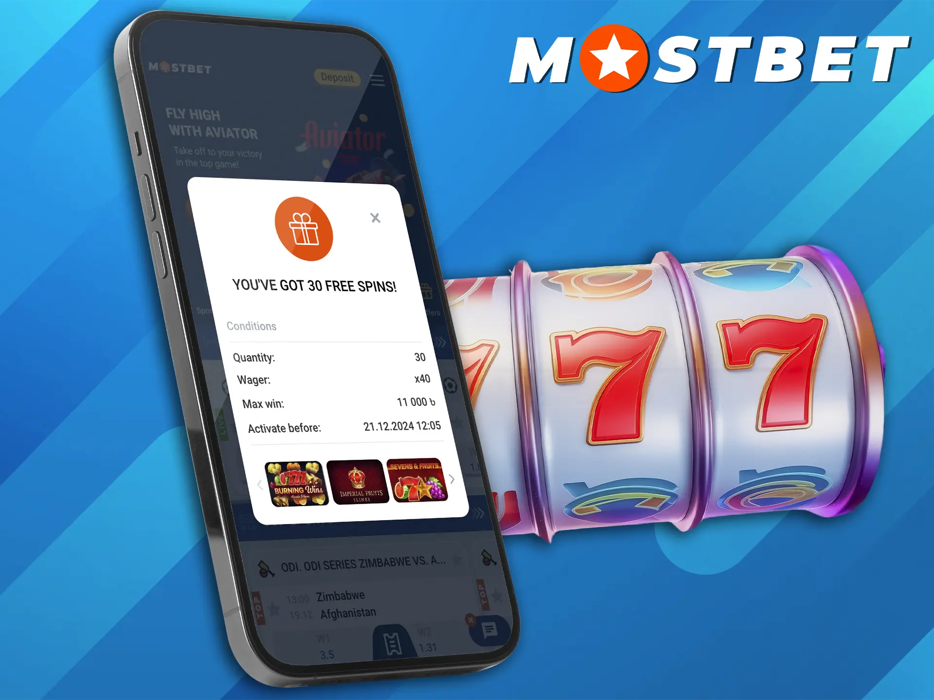 Mostbet gives each user a unique bonus in the form of free spins.