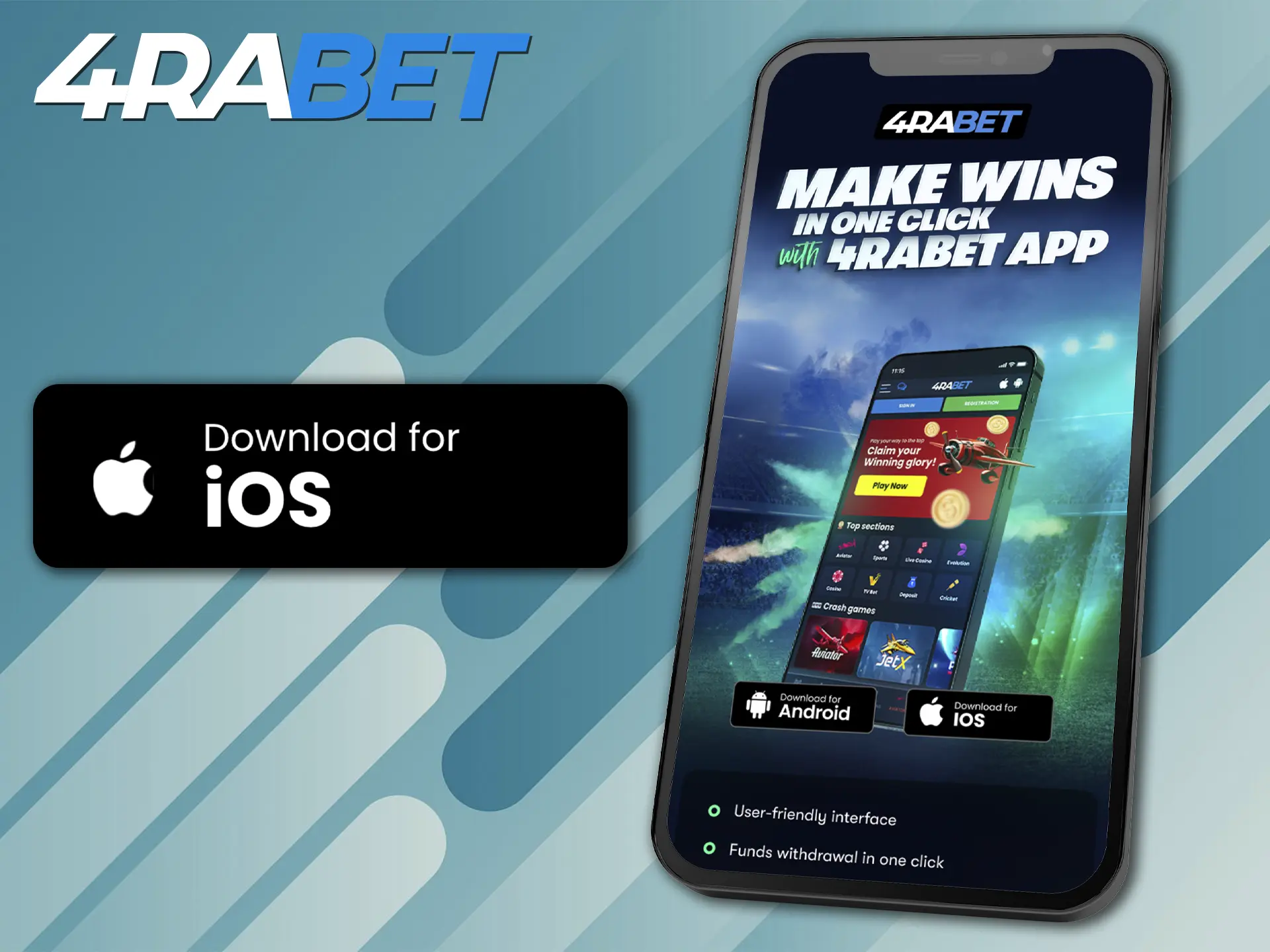 Download the 4Rabet app to your device in just a few clicks.