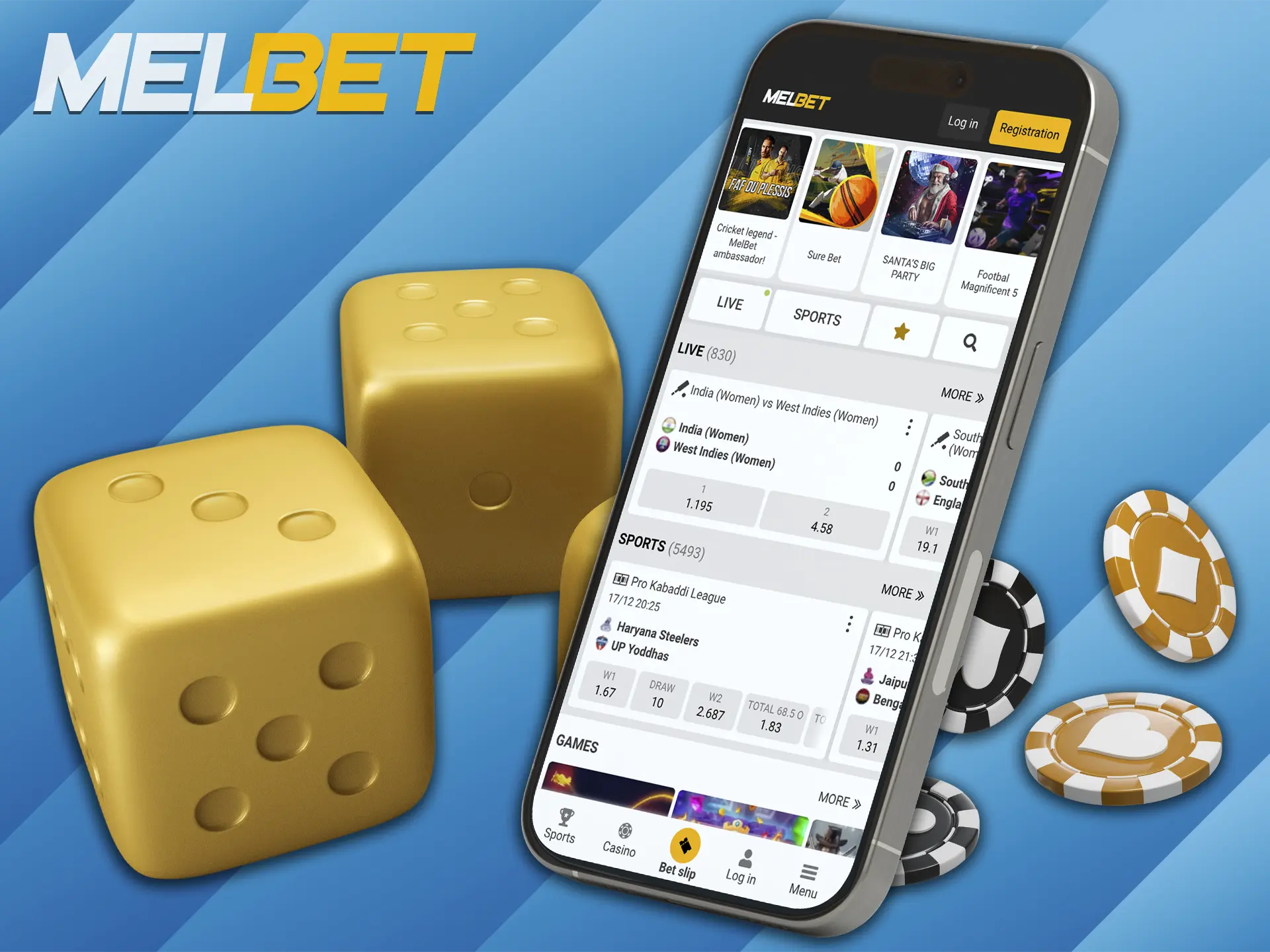 The Melbet app has a productive and fast interface.