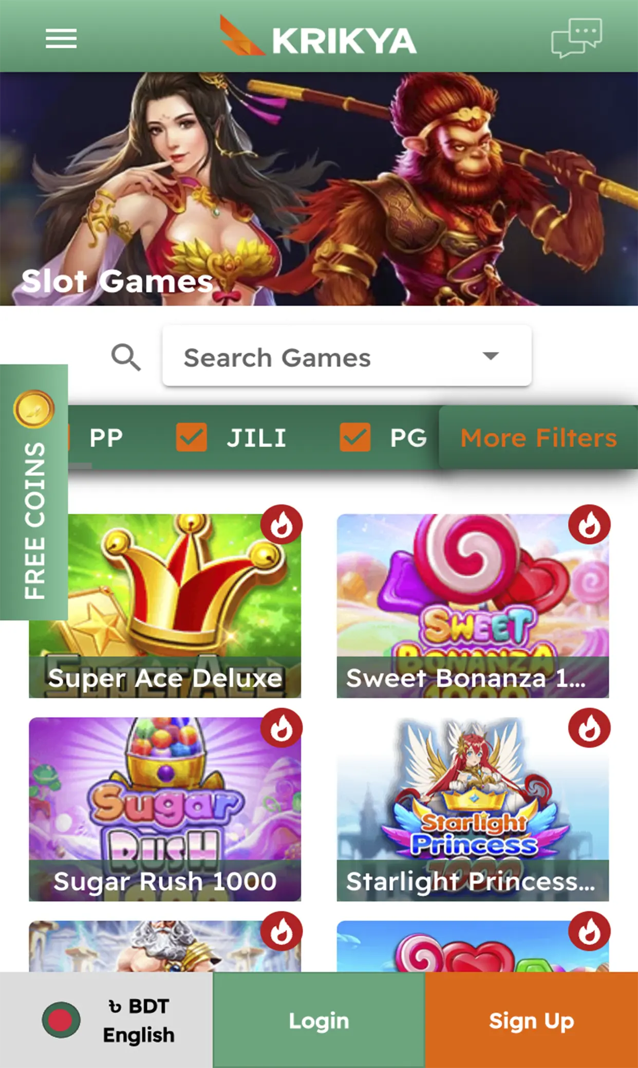 Popular slots from Krikya Casino.