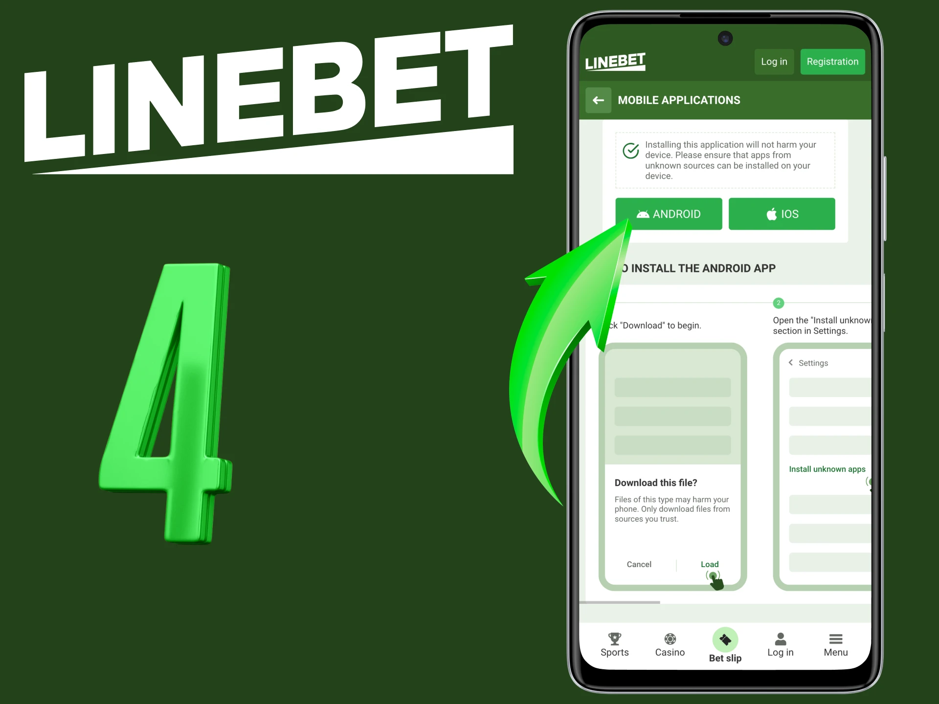 Click on the button to download Linebet apk.