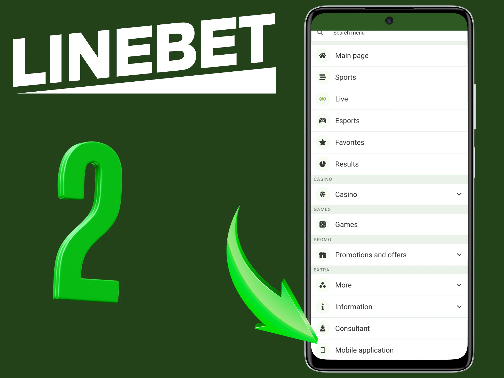 Open the main menu of Linebet application.