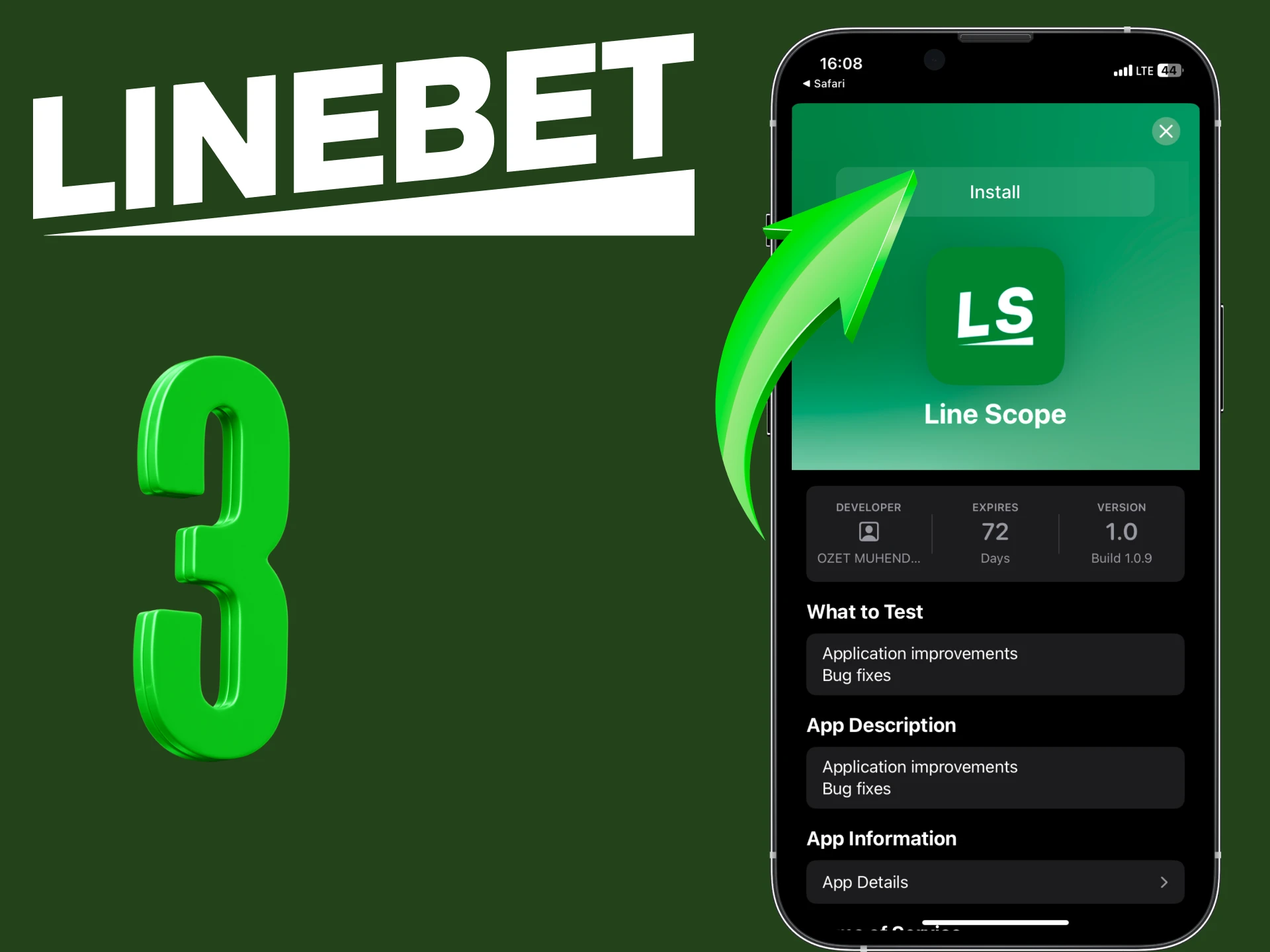 Click the button to download Linebet app.