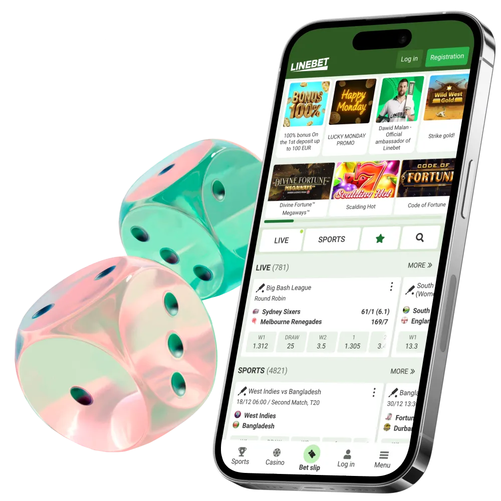 Play casino games on Linebet official app.