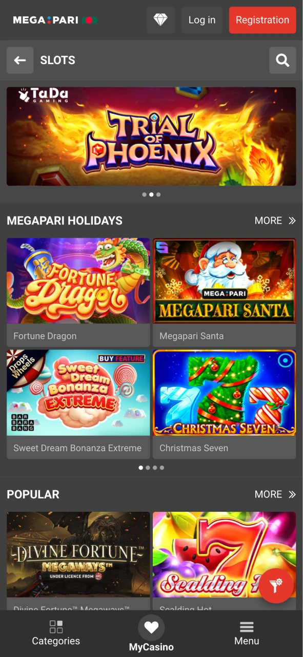 Play casino games on Megapari official app.