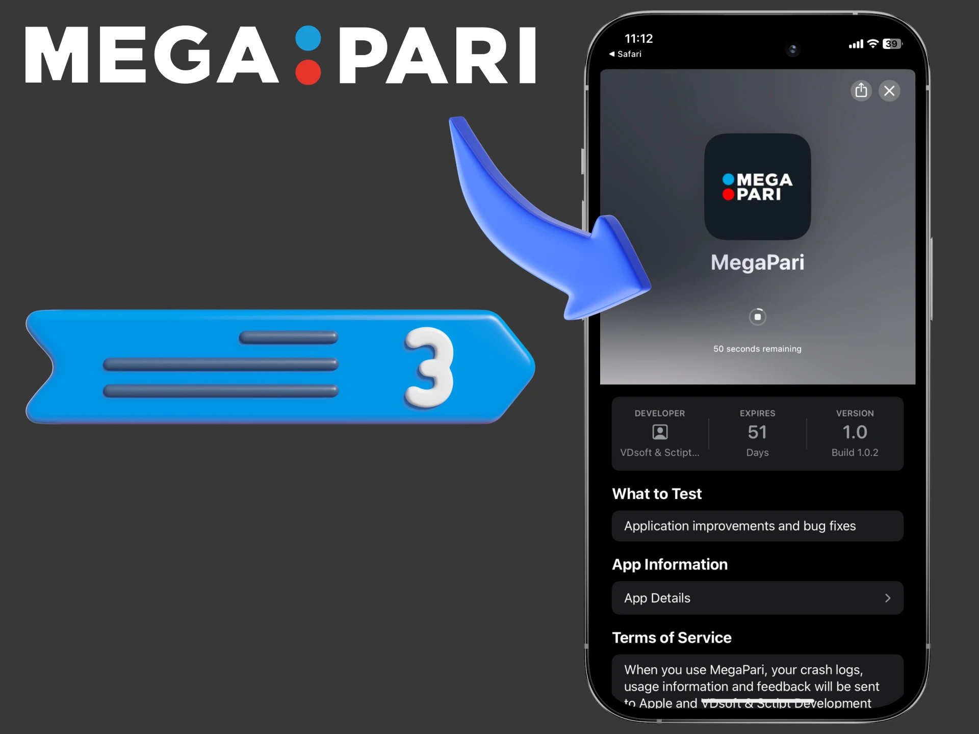 Tap to download Megapari application.