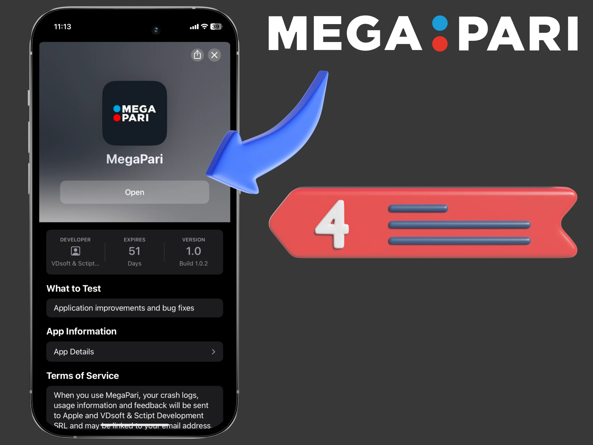 Wait for the Megapari app to download.