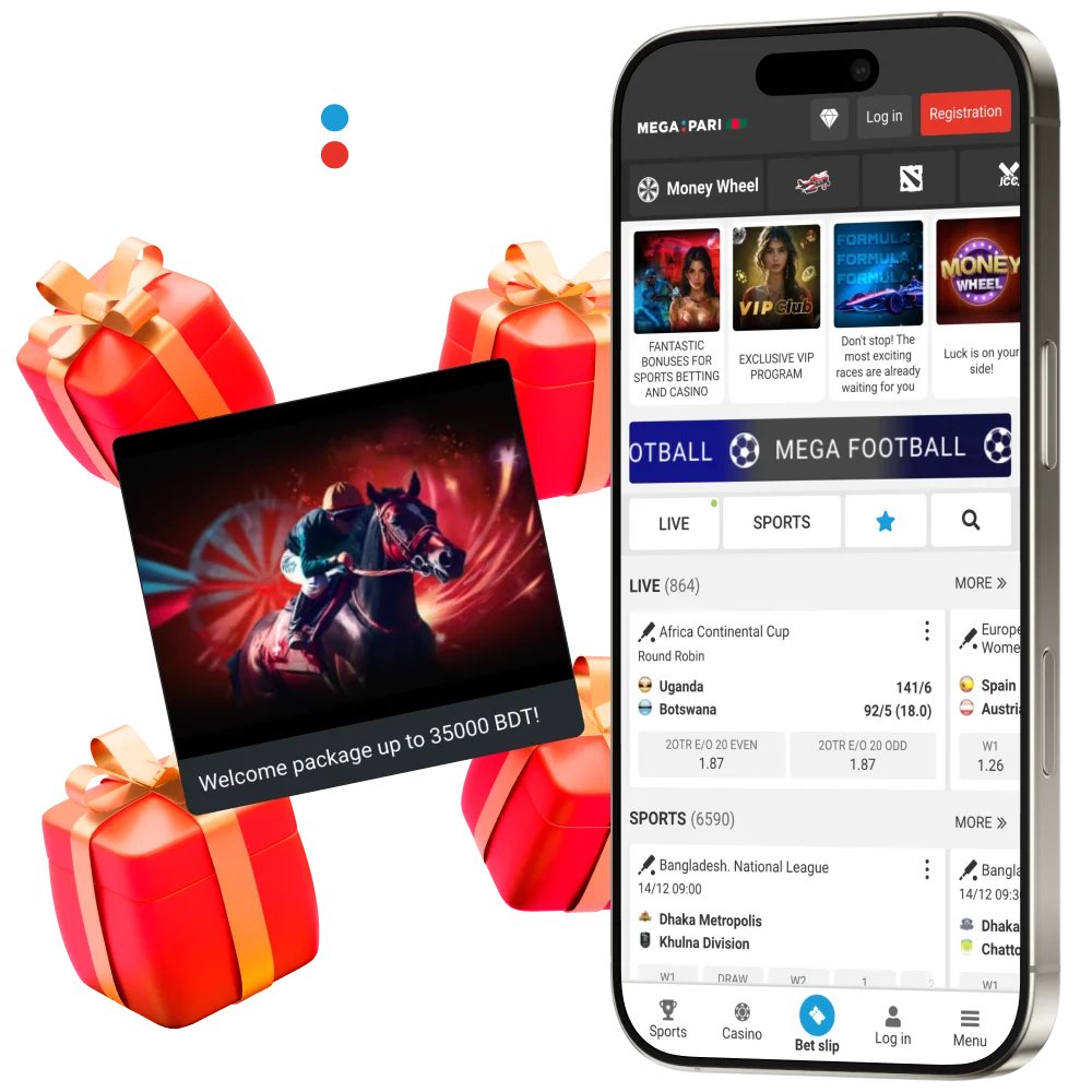 Download Megapari casino app for Android and iOS devices.