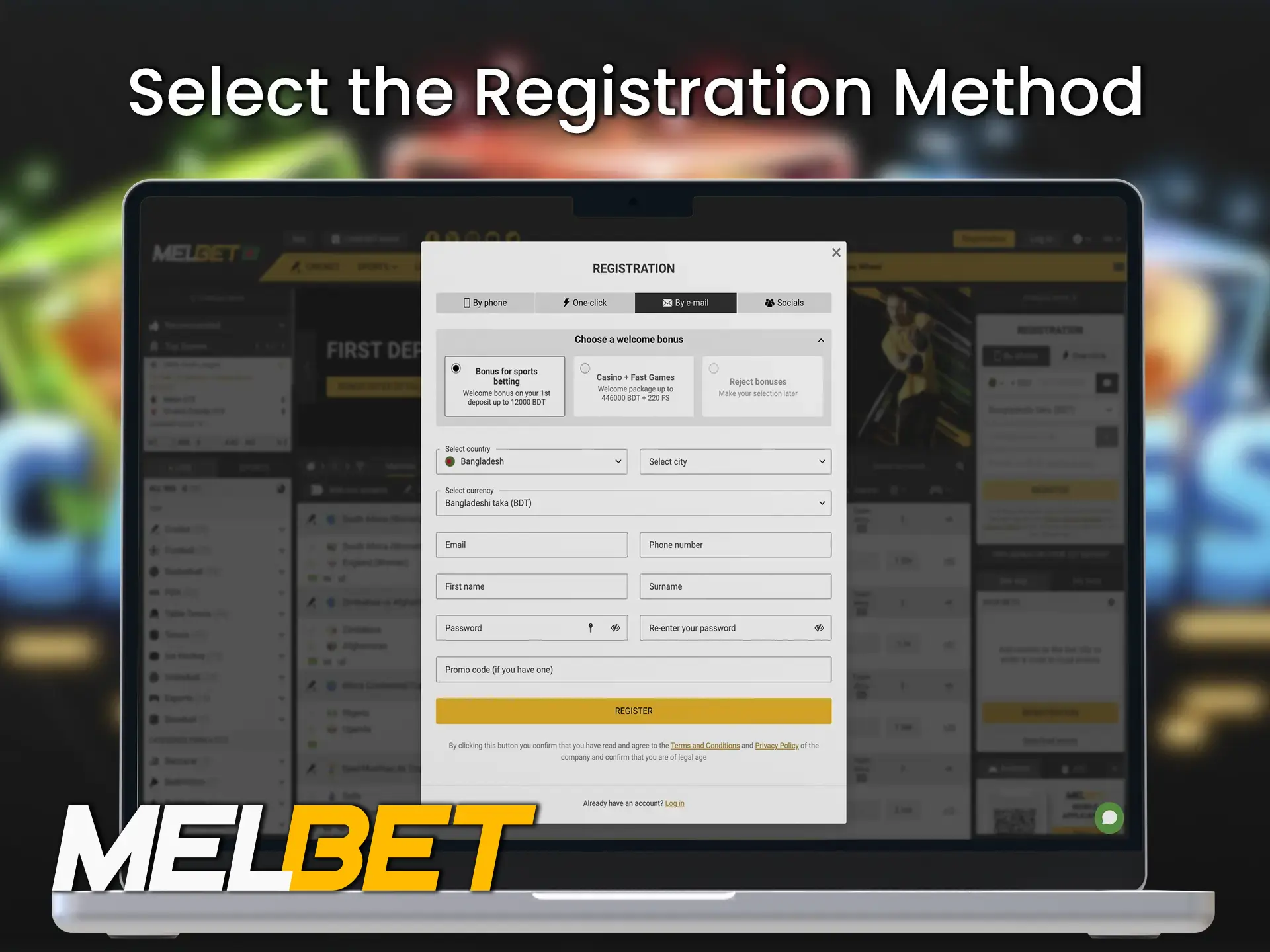 Determine a quick and convenient method for you to register with Melbet.