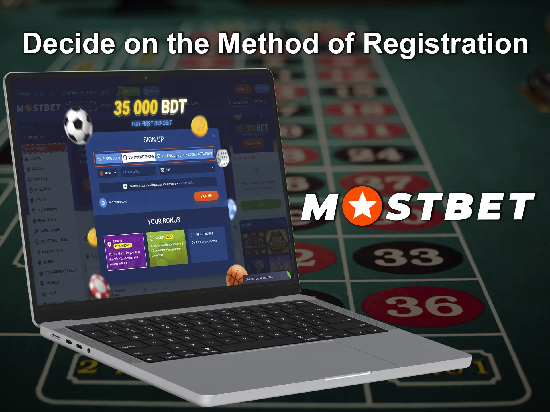 Explore the available methods of registration at Mostbet and choose a convenient one for you.