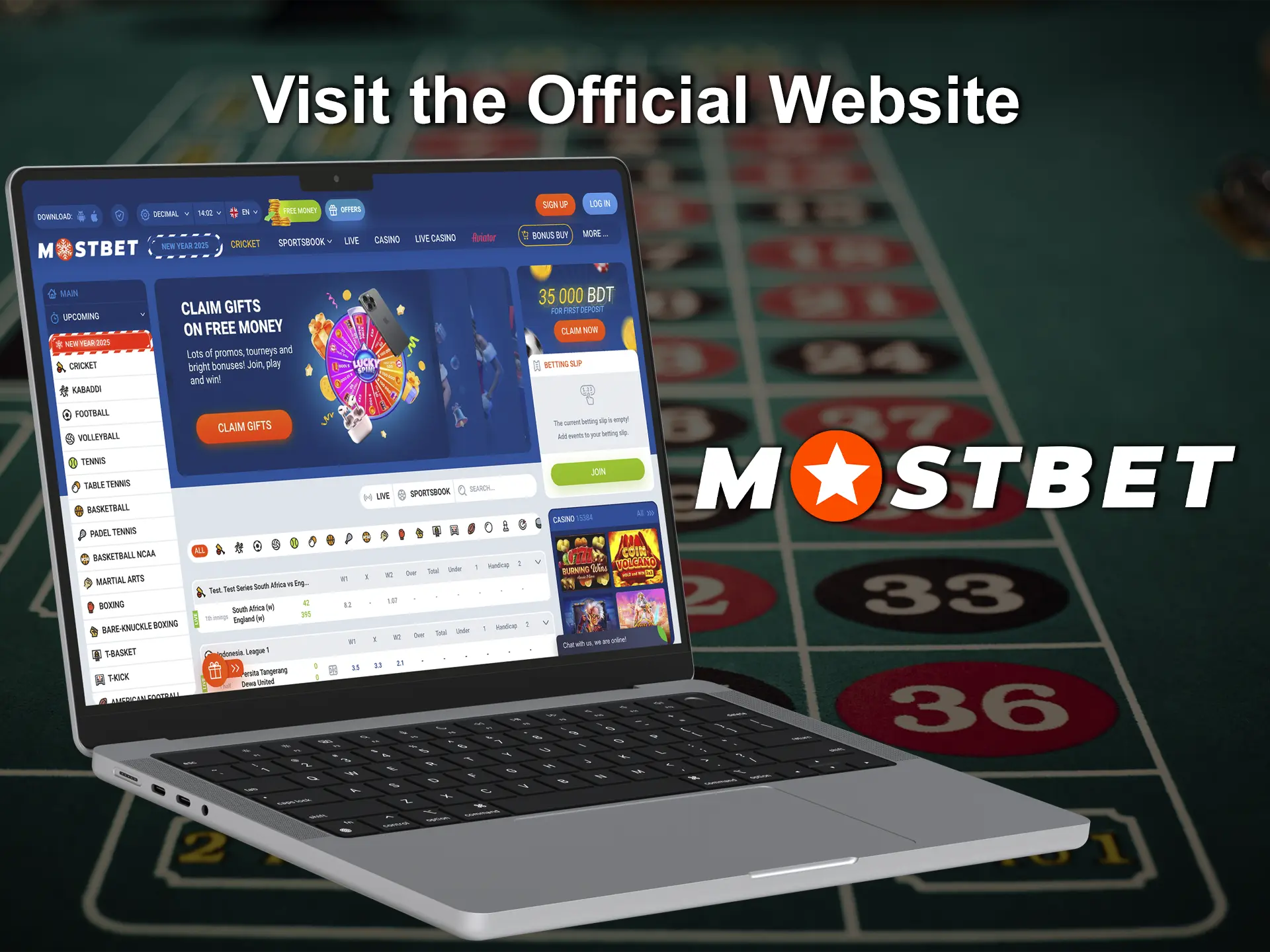 Type Mostbet casino site into the address bar of your browser.