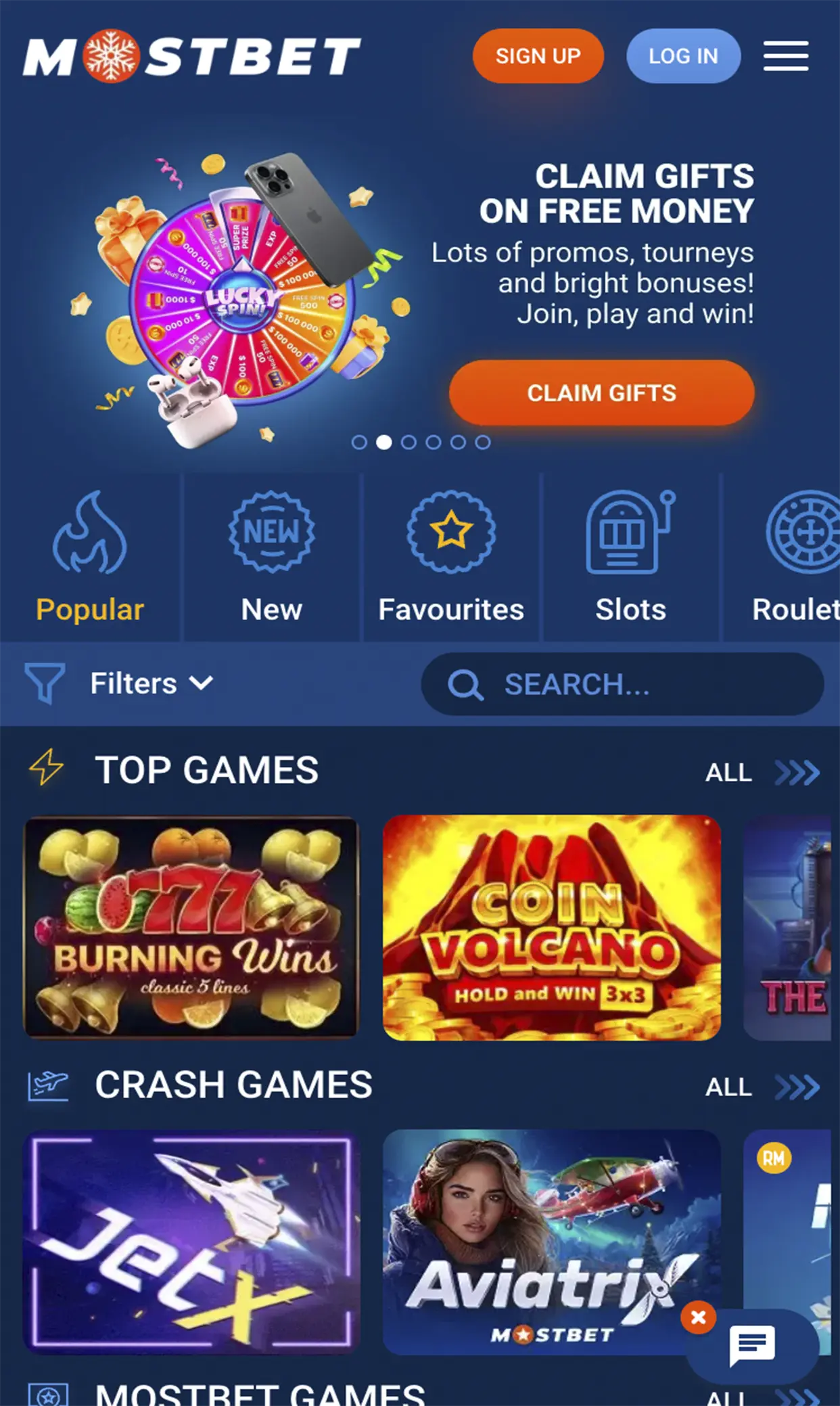 Casino games from Mostbet.