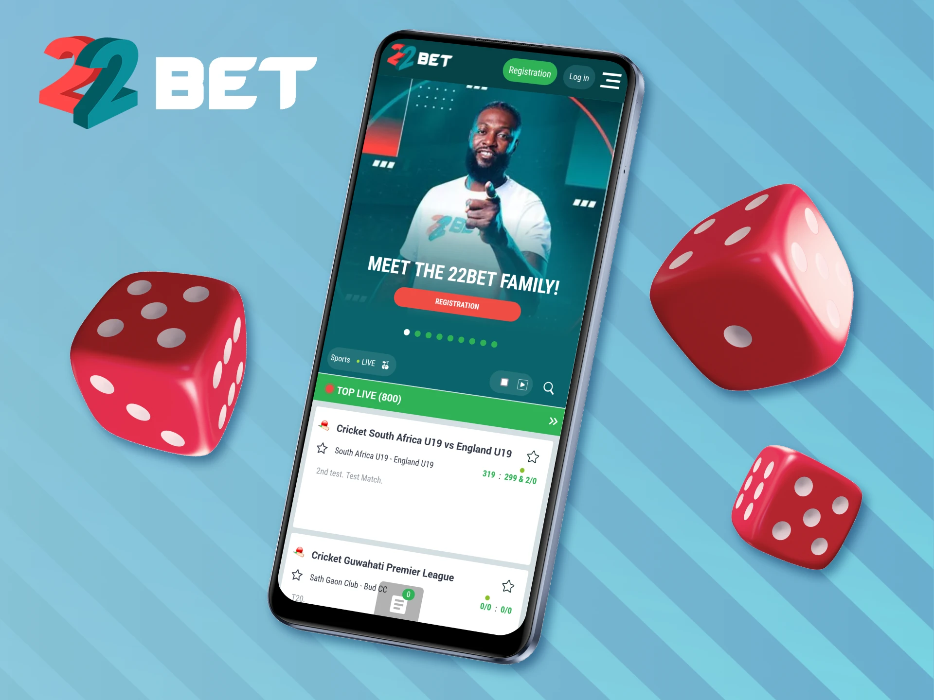 Try your luck at the 22Bet app.