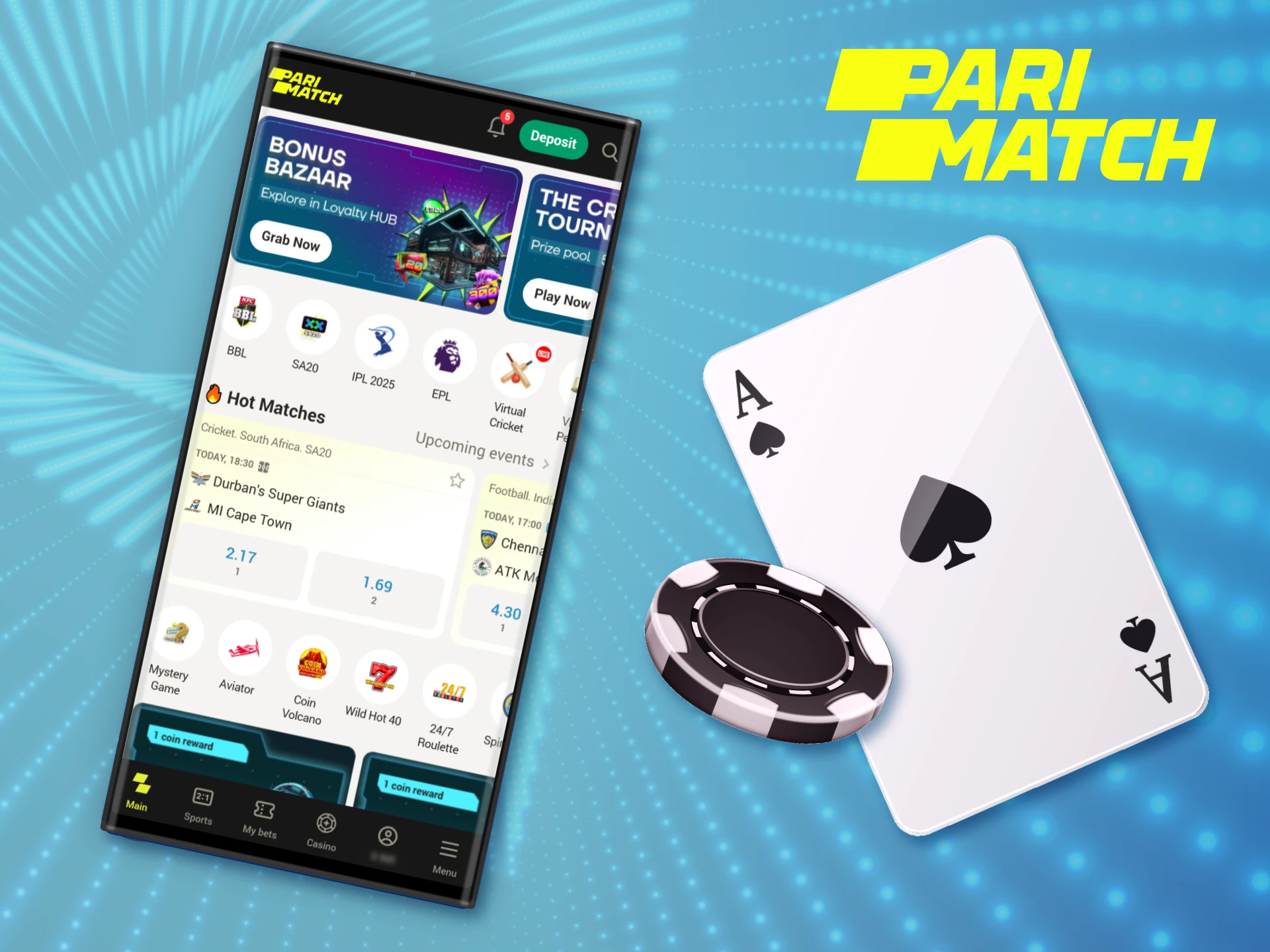 Play, win, and repeat at the Parimatch app.