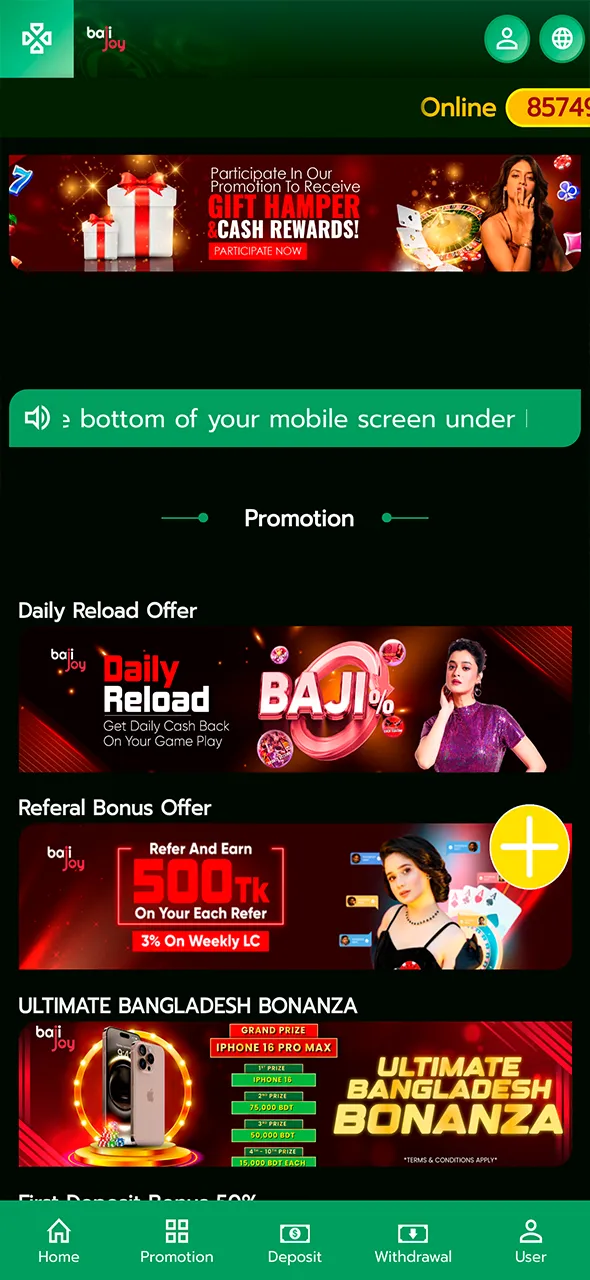 Get real bonuses at Bajijoy Casino.