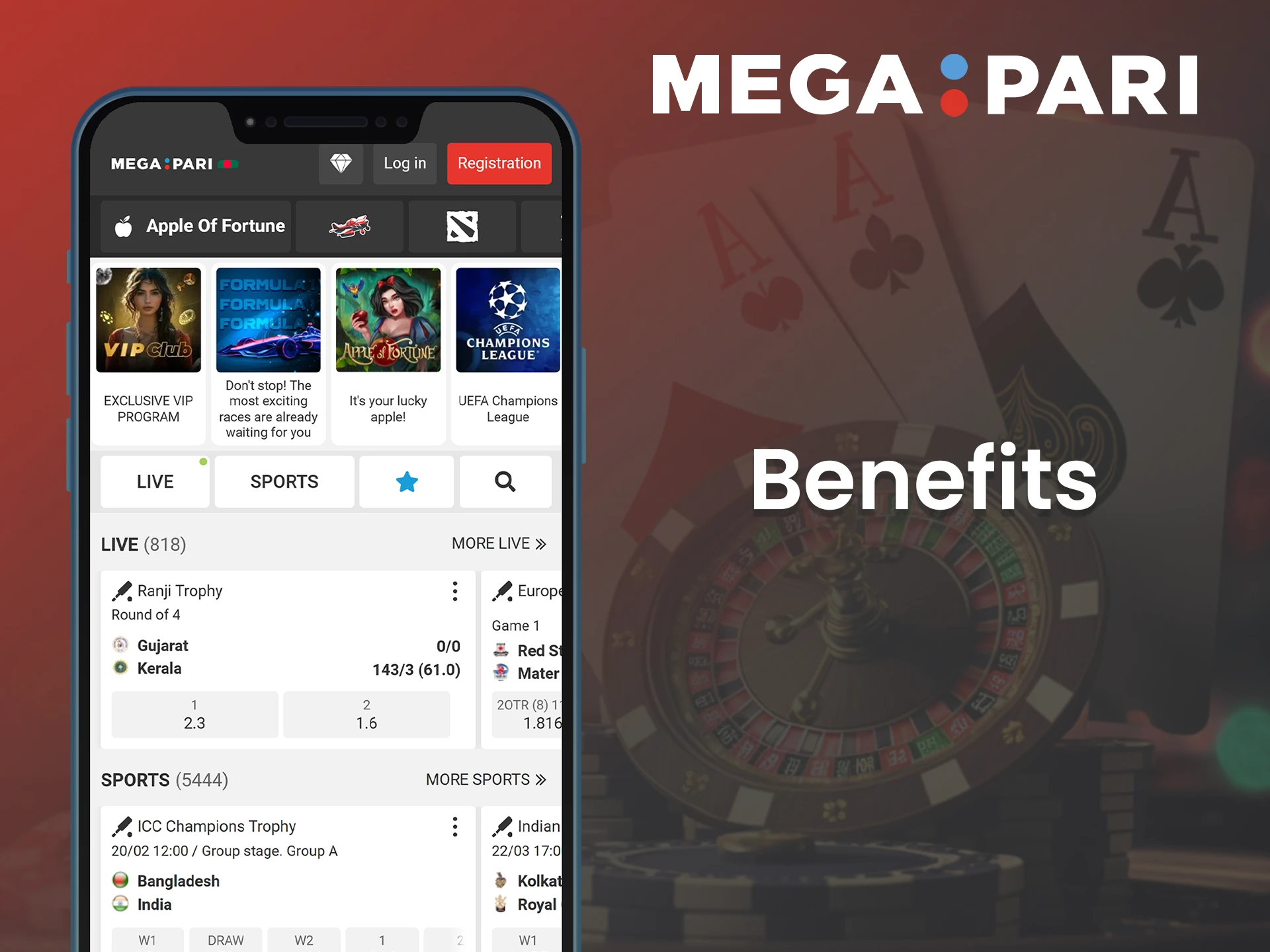 Several features and benefits of the Megapari app.